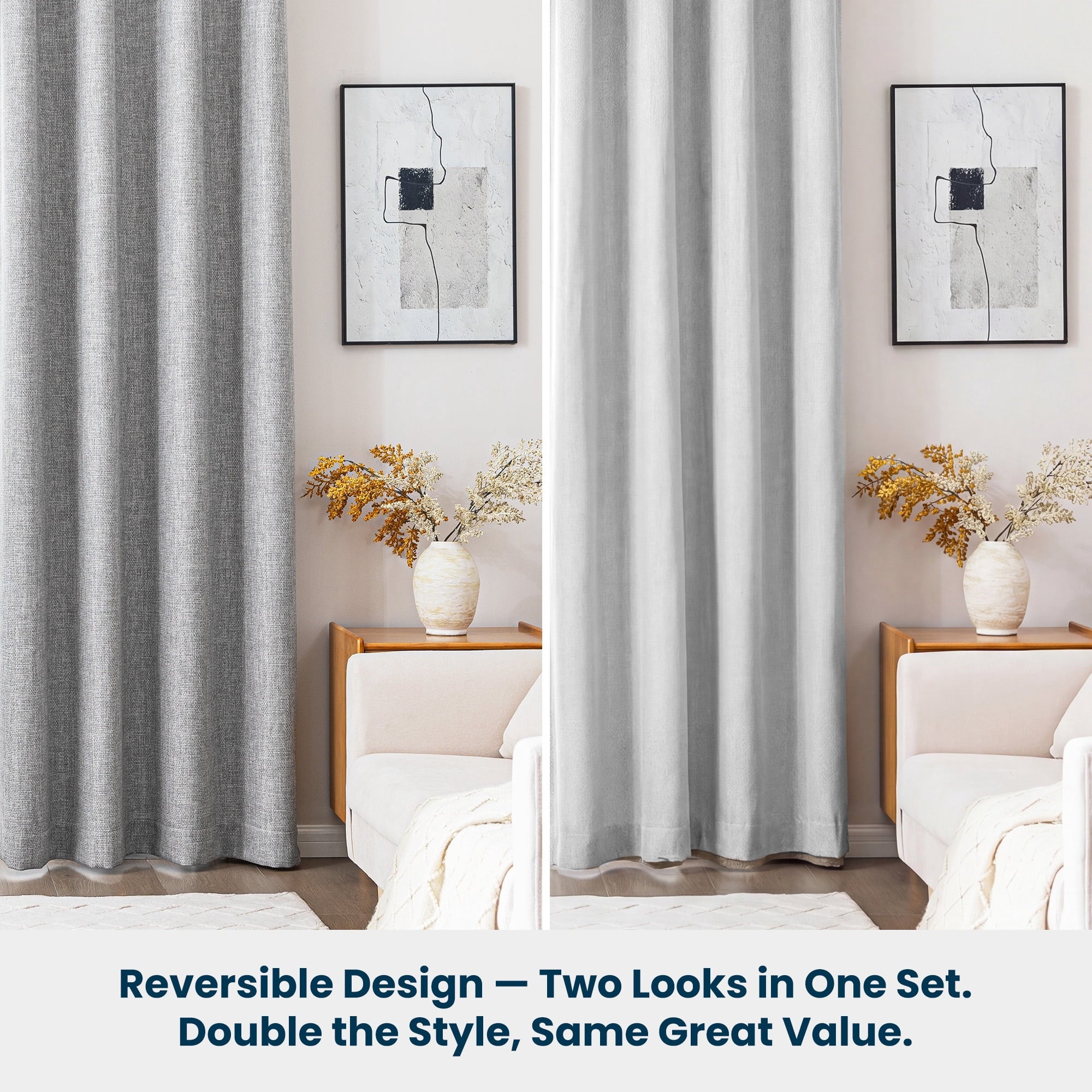 Sleep Zone 100% Blackout Curtains for Bedroom Full Light Blocking Curtains
