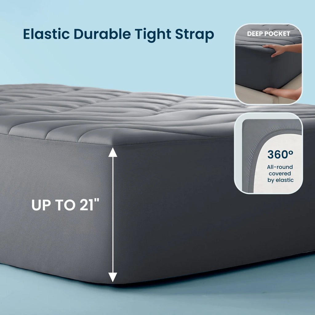 Cooling Mattress Topper - Breathable, Deep Pocket & Machine Washable
