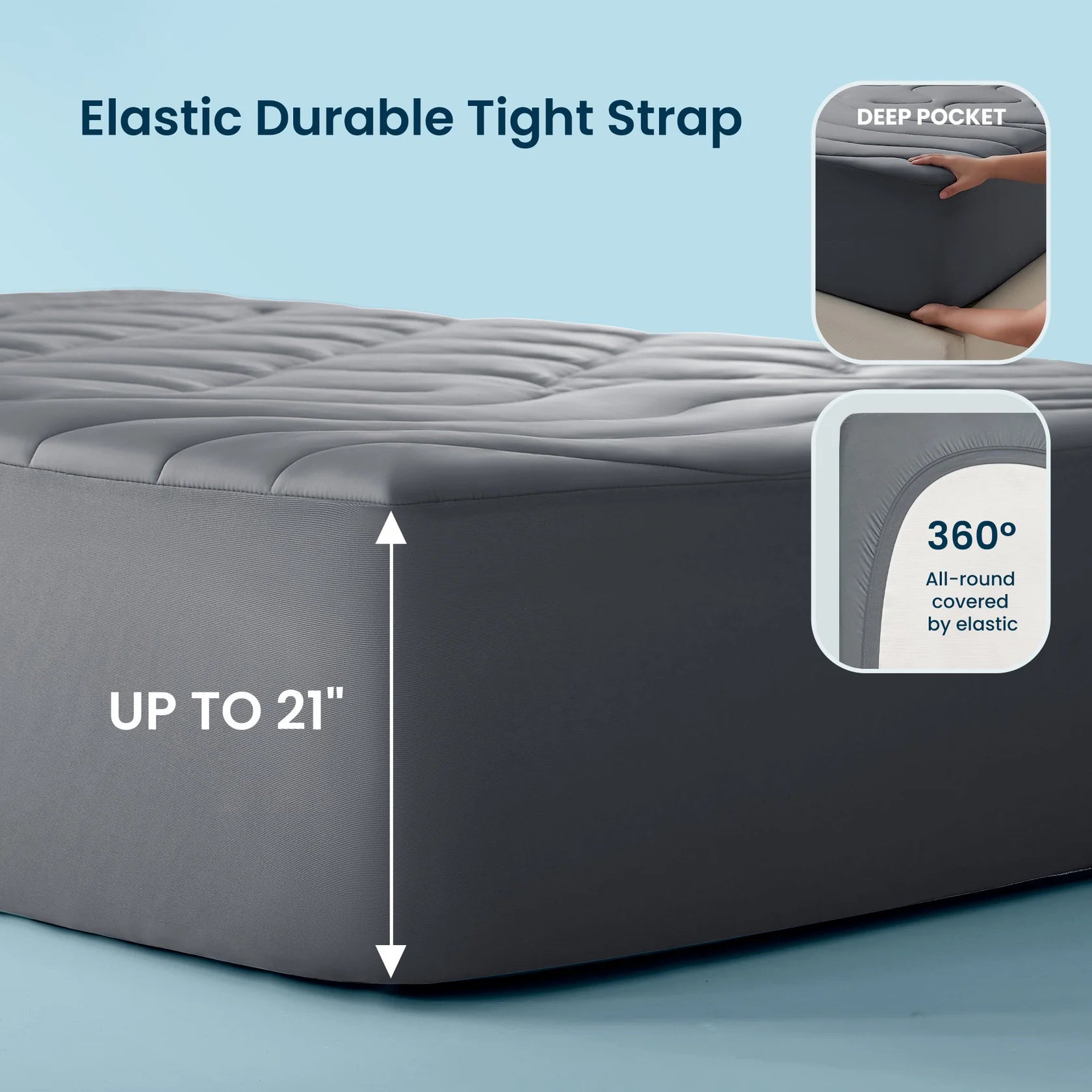Cooling Mattress Topper - Breathable, Deep Pocket & Machine Washable
