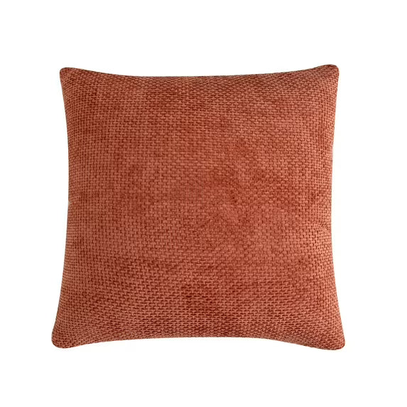 20"x20" Terracotta Chenille Basketweave Decorative Throw Pillow Covers, Warm for Fireplace Area(2 Pack)