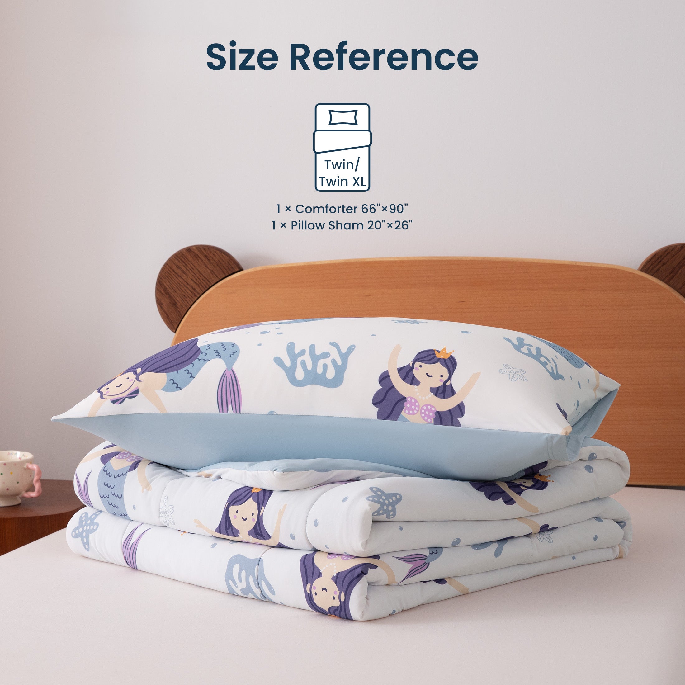 Kids Cooling Comforter Set Full/Queen Size, Soft Breathable Bedding with Pillow Shams