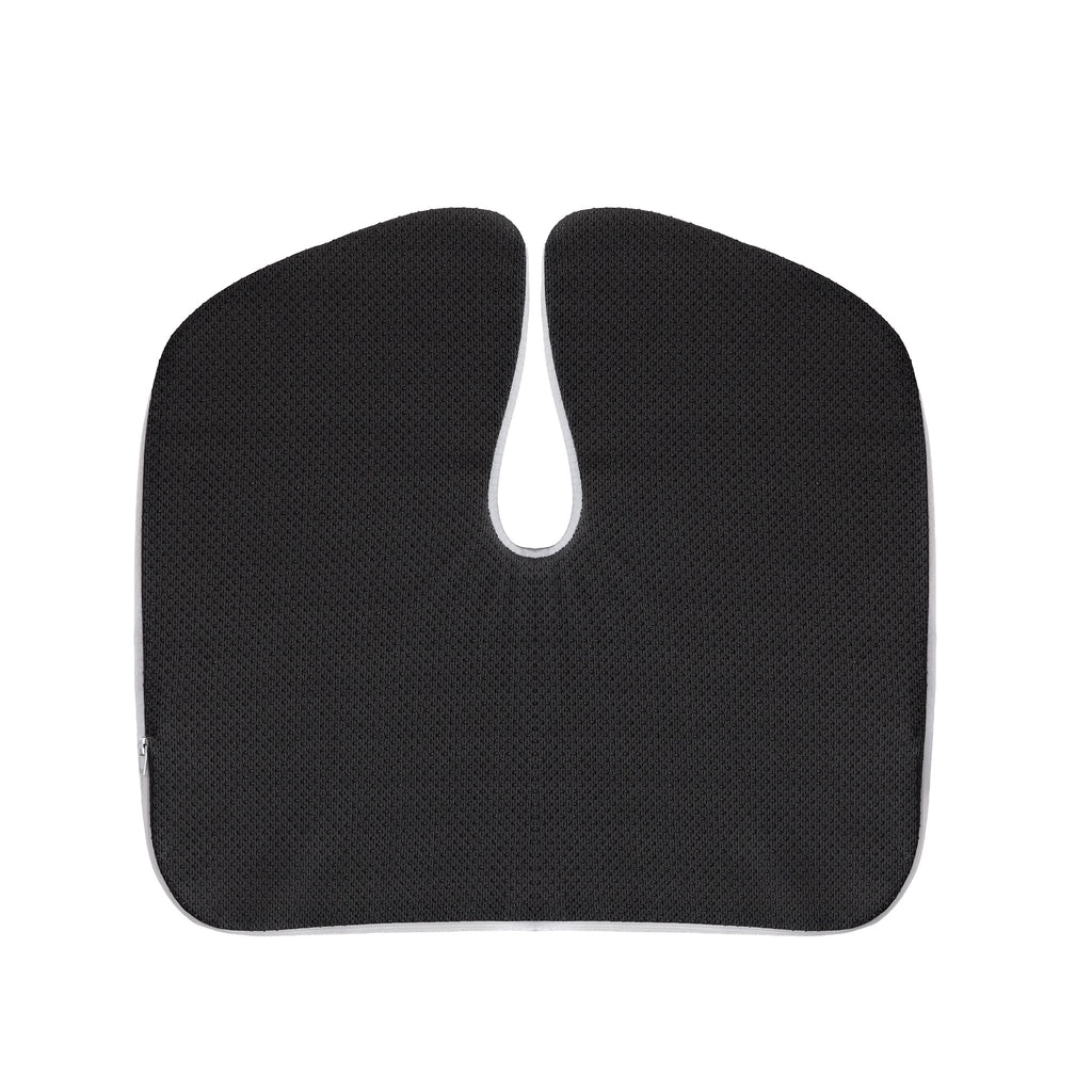 Memory Foam Seat Cushion, 17.7"×16.2"×4.7", White & Gray, Ergonomic Pressure Relief