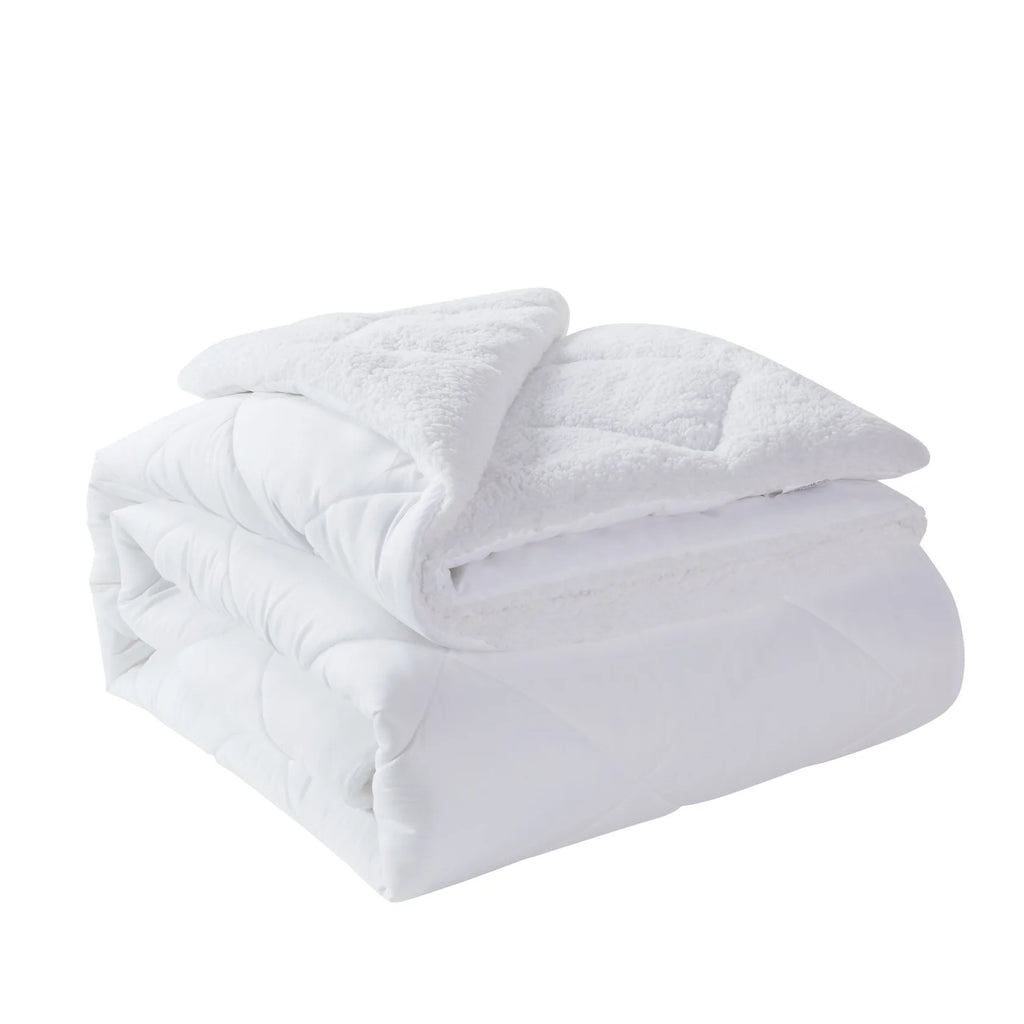 Flannel Pinch Pleat Comforter Set, Soft Velvet-Like Warm Bedding, All Season Cozy Bed Set with Hollow Fiber Fill