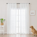 Sleep Zone 2 Panels Blue Heart-embroidered Lace Sheer Curtains