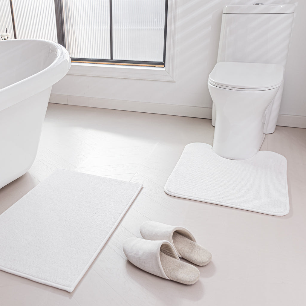 Bathroom Rug, Absorbent Non Slip Bath Mat with Soft Foam Layer, White