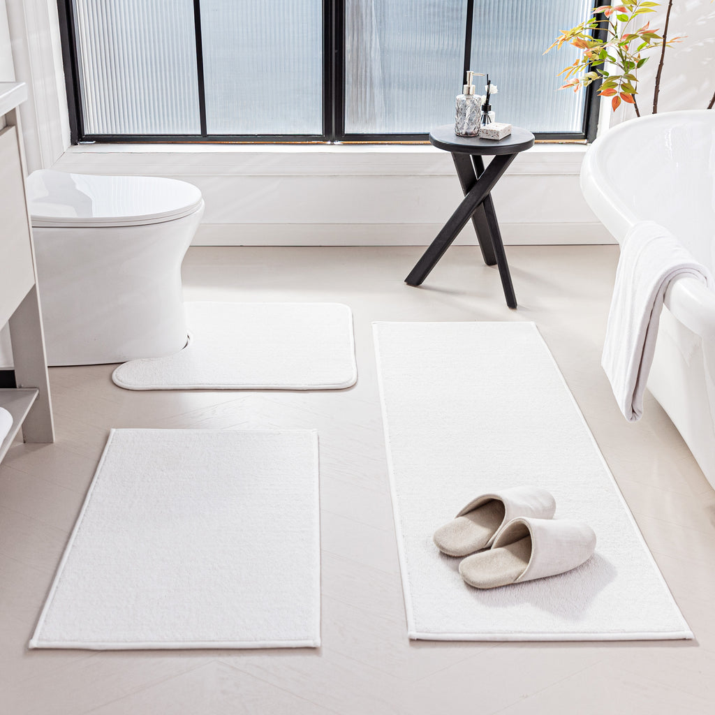 Bathroom Rug, Absorbent Non Slip Bath Mat with Soft Foam Layer, White