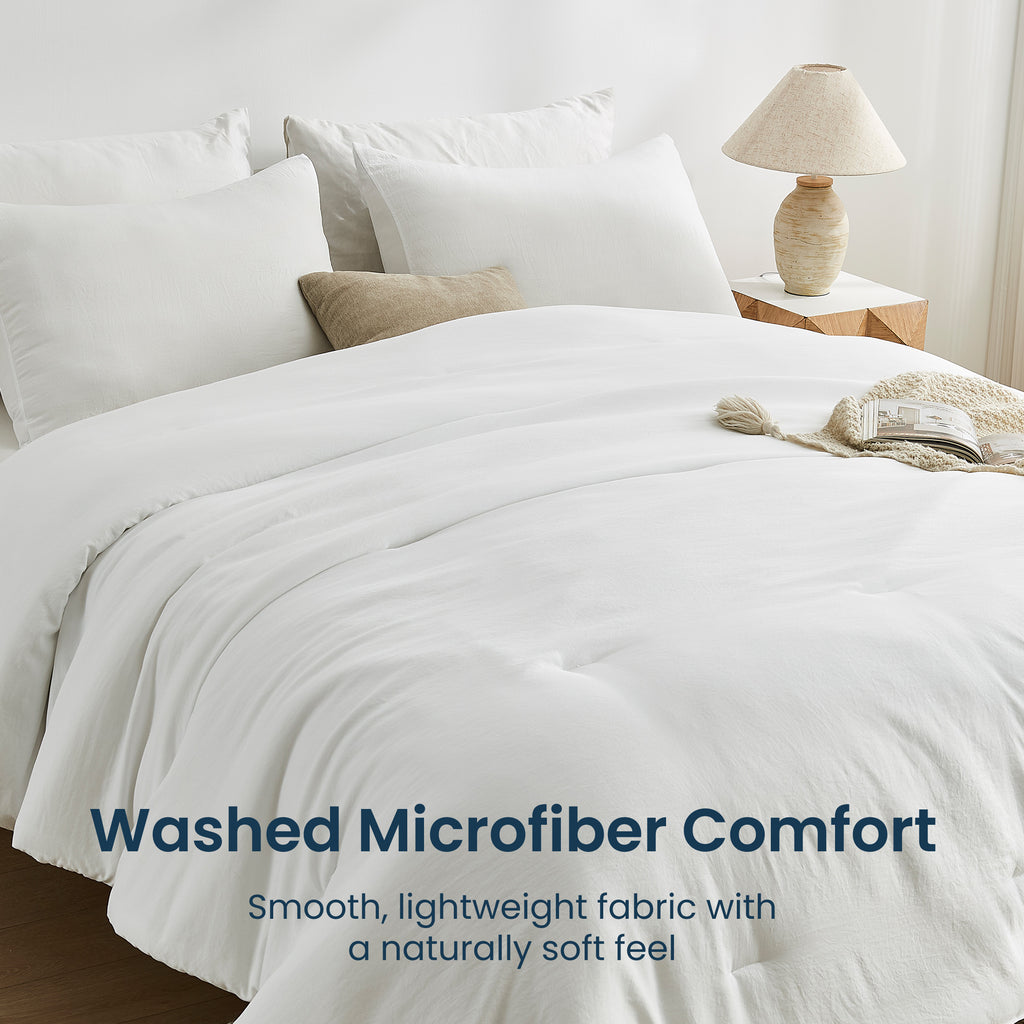 Washed Microfiber Comforter Set, Soft & Breathable