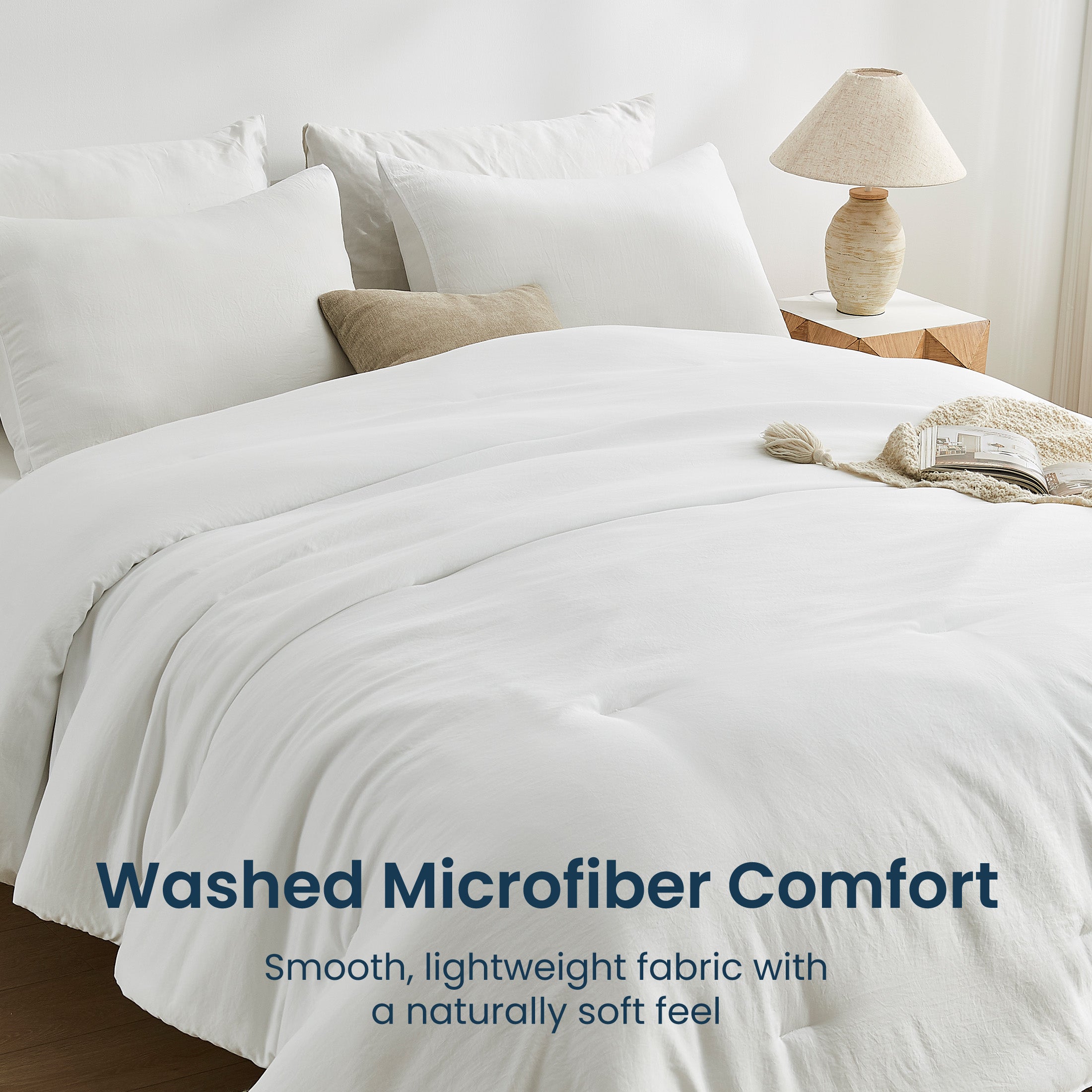 Washed Microfiber Comforter Set, Soft & Breathable