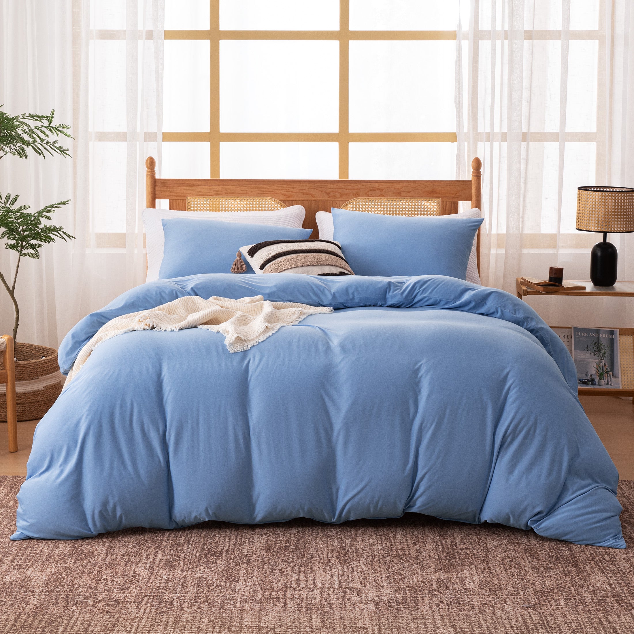 145gsm Duvet Cover Set Soft Jersey-Knit Microfiber Bedding with Zipper & Corner Ties