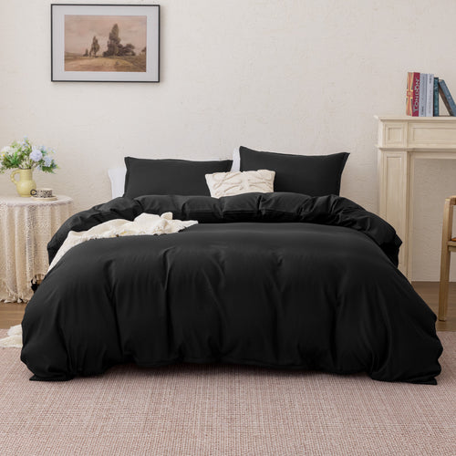 90gsm Duvet Cover Set Soft Microfiber Bedding with Zipper & Corner Ties