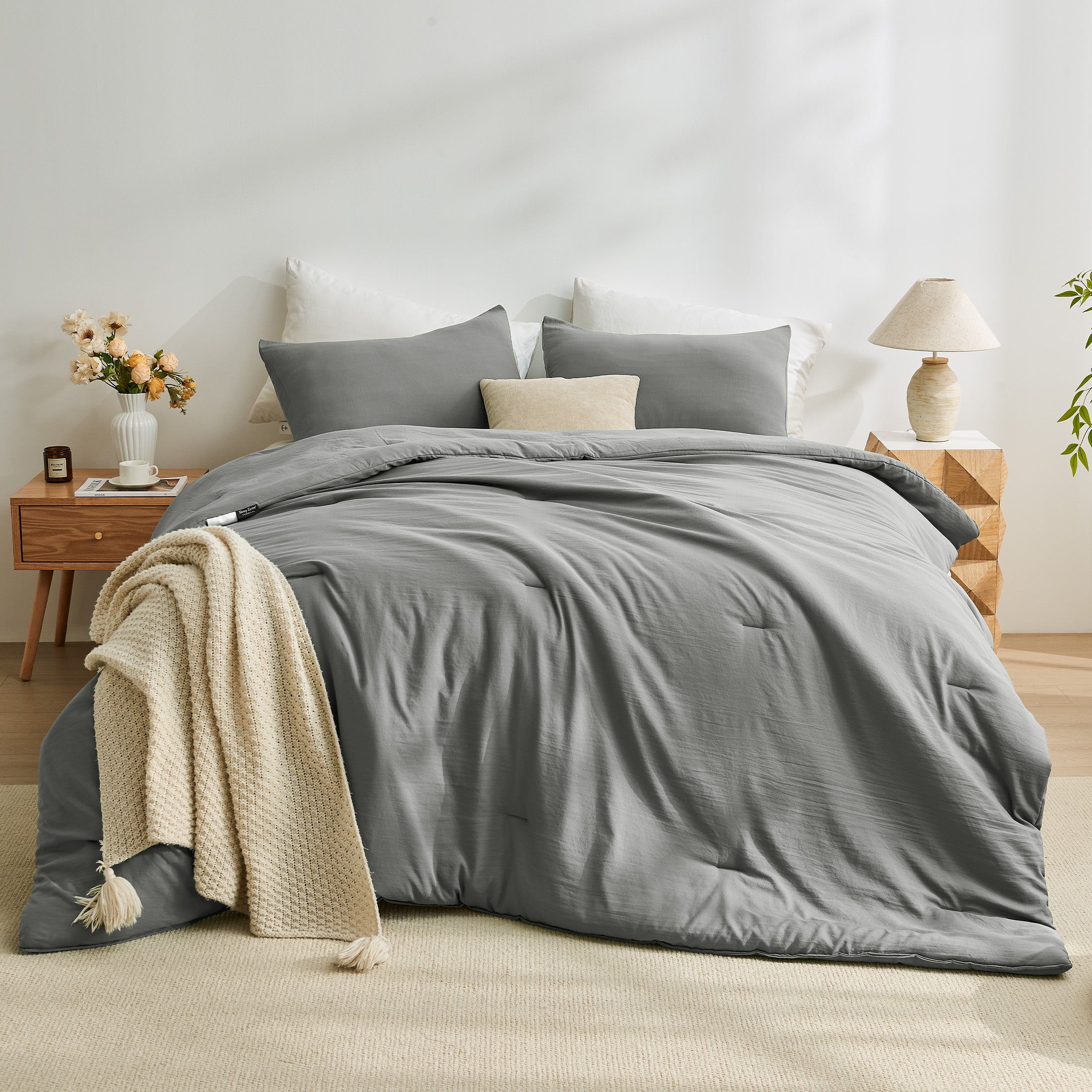 Washed Microfiber Comforter Set, Soft & Breathable