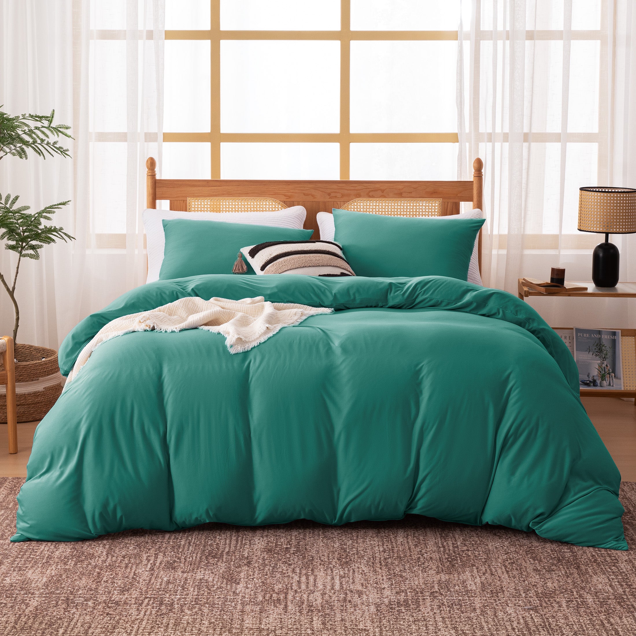 145gsm Duvet Cover Set Soft Jersey-Knit Microfiber Bedding with Zipper & Corner Ties