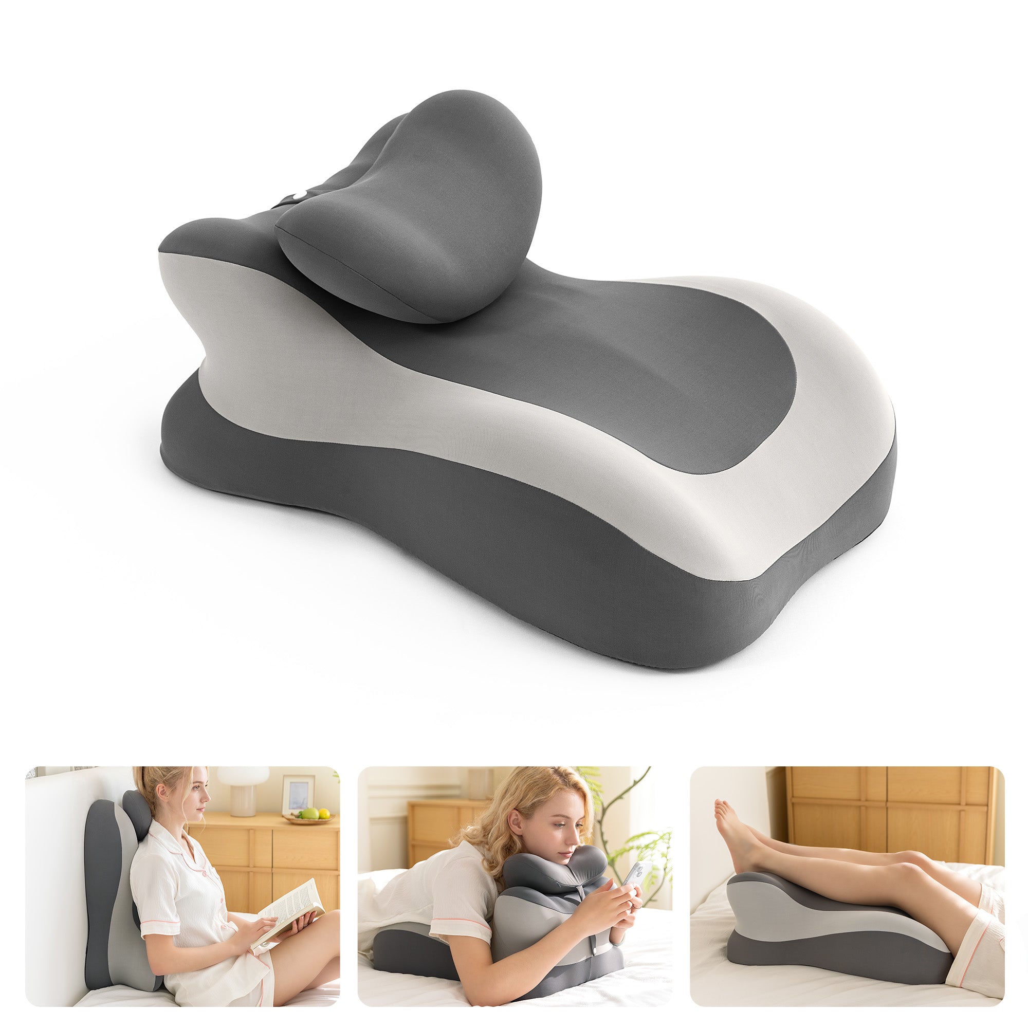 Memory Foam Reading Pillow, Multi-Position Support Bed Pillow for Petite Adults