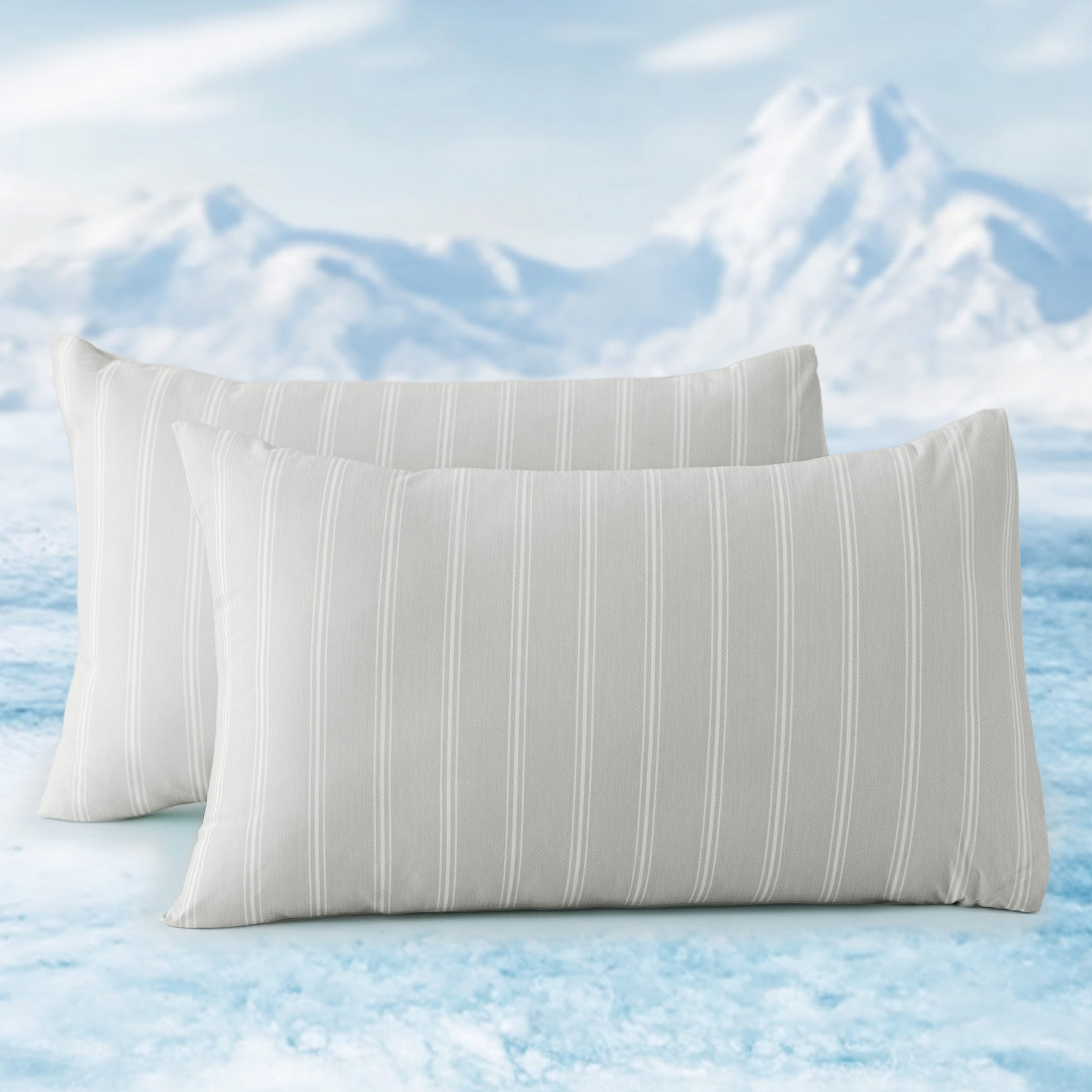 Essential Cooling Stripe Pillowcases 2 Pack, Silky Cool Touch Pillow Cases for Hair & Skin