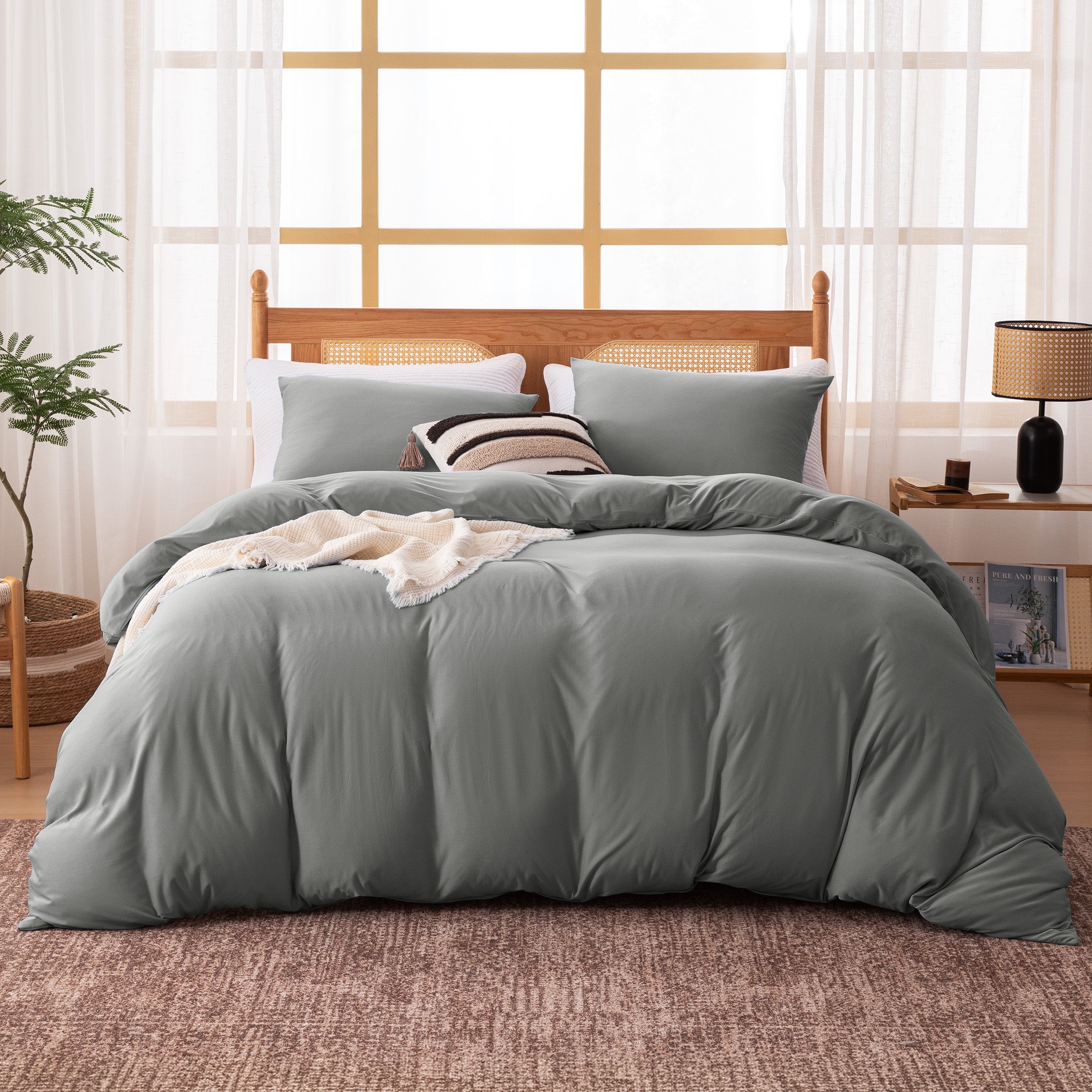 145gsm Duvet Cover Set Soft Jersey-Knit Microfiber Bedding with Zipper & Corner Ties