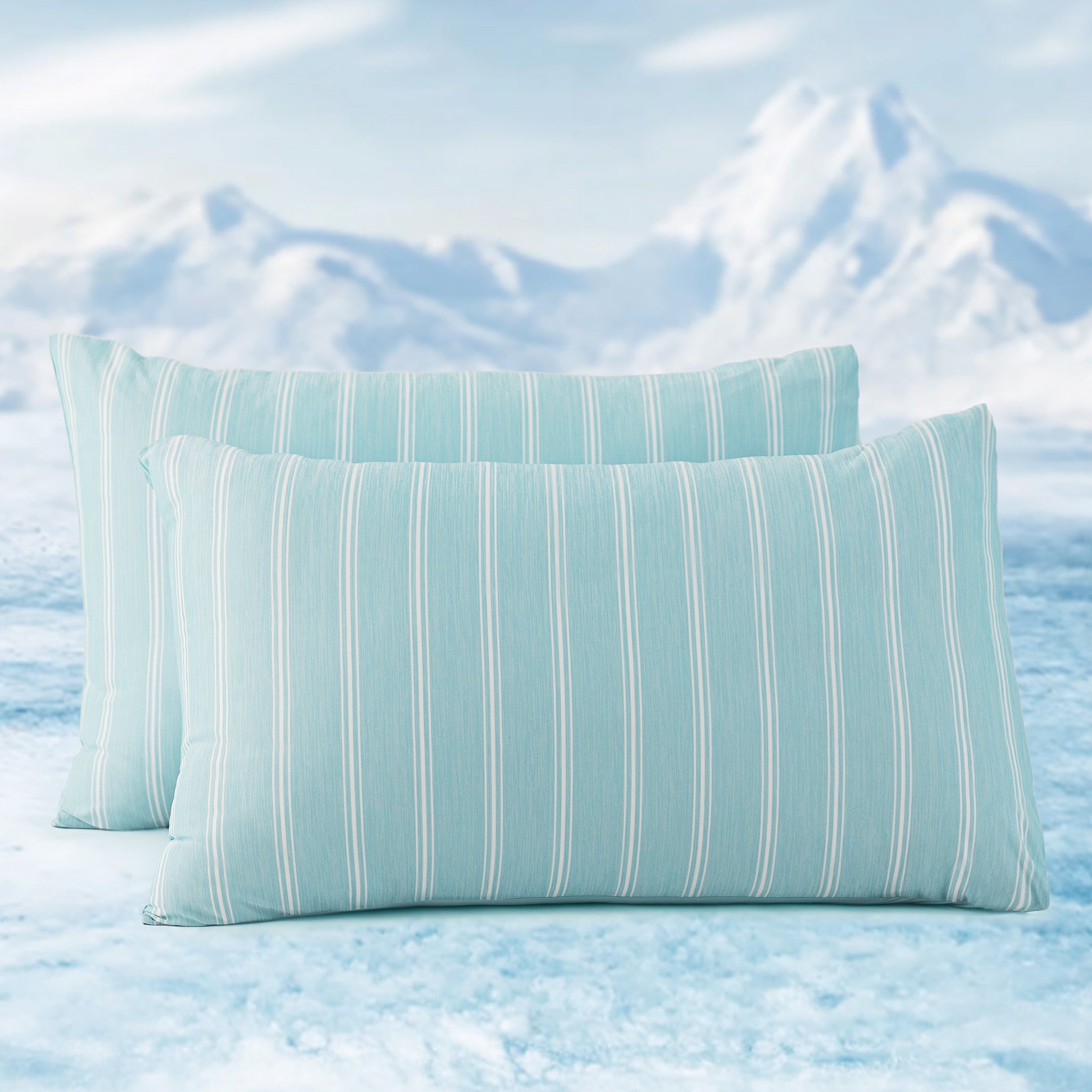 Essential Cooling Stripe Pillowcases 2 Pack, Silky Cool Touch Pillow Cases for Hair & Skin