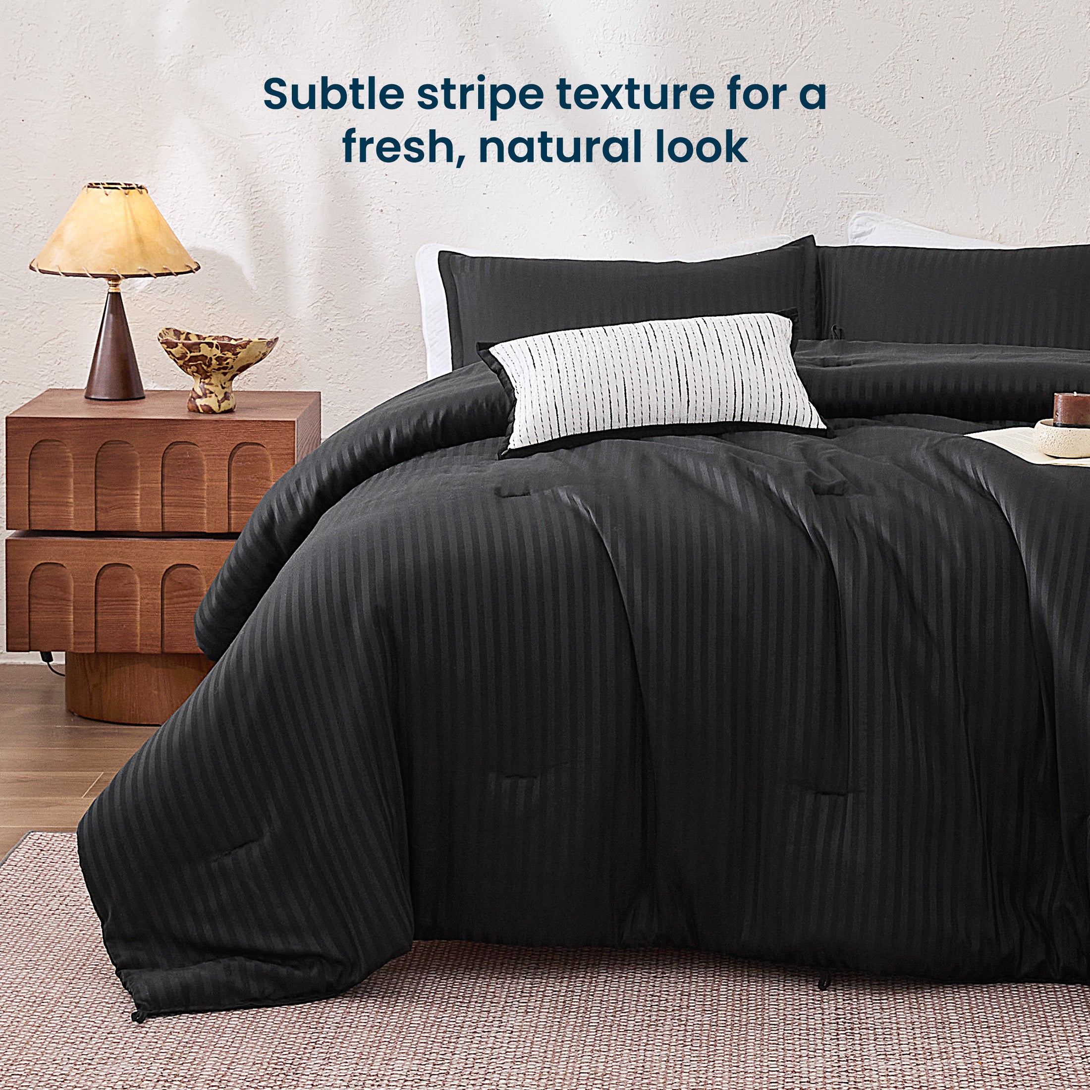 Striped Jacquard Bedding Set, Luxury Ultra Soft Comforter Set