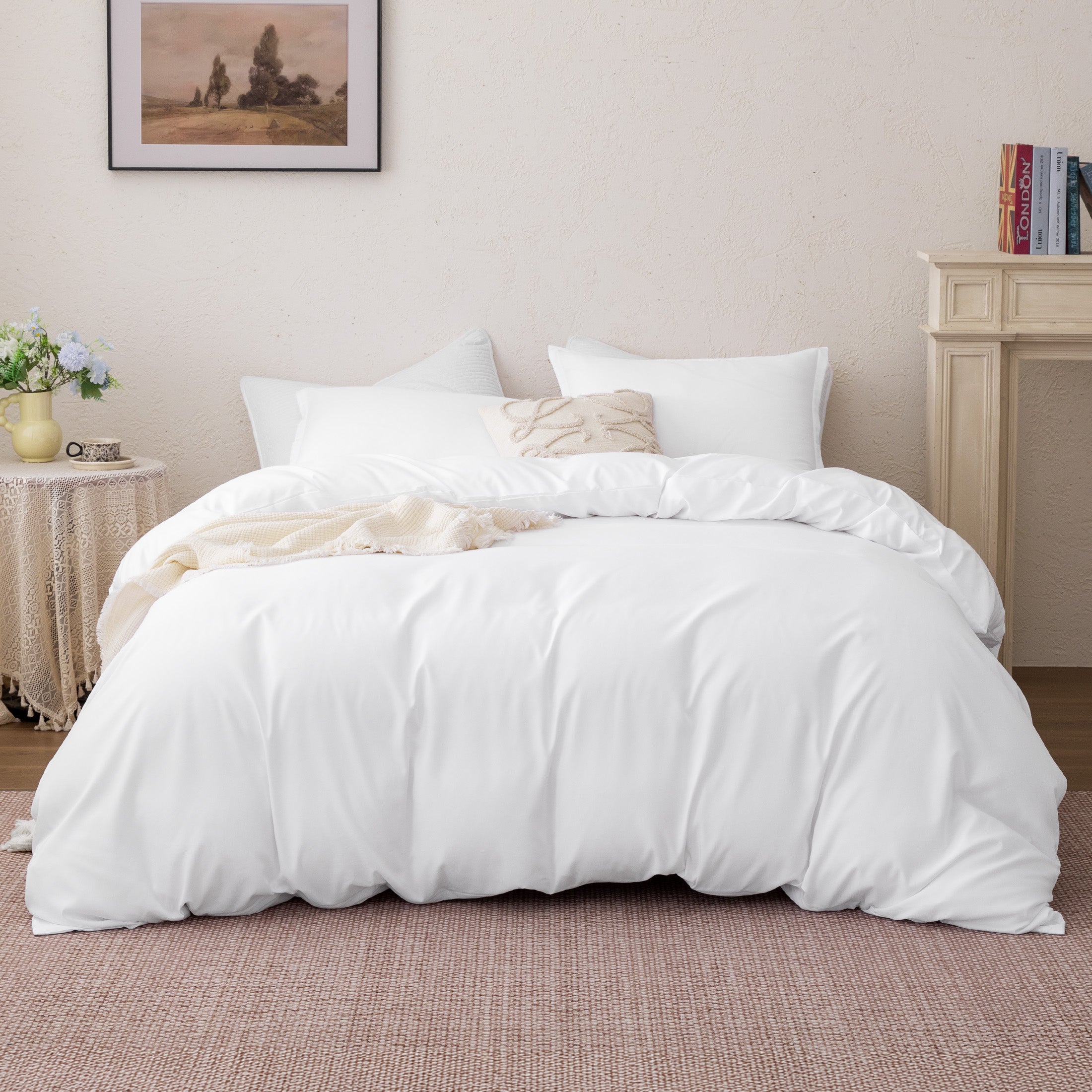 90gsm Duvet Cover Set Soft Microfiber Bedding with Zipper & Corner Ties