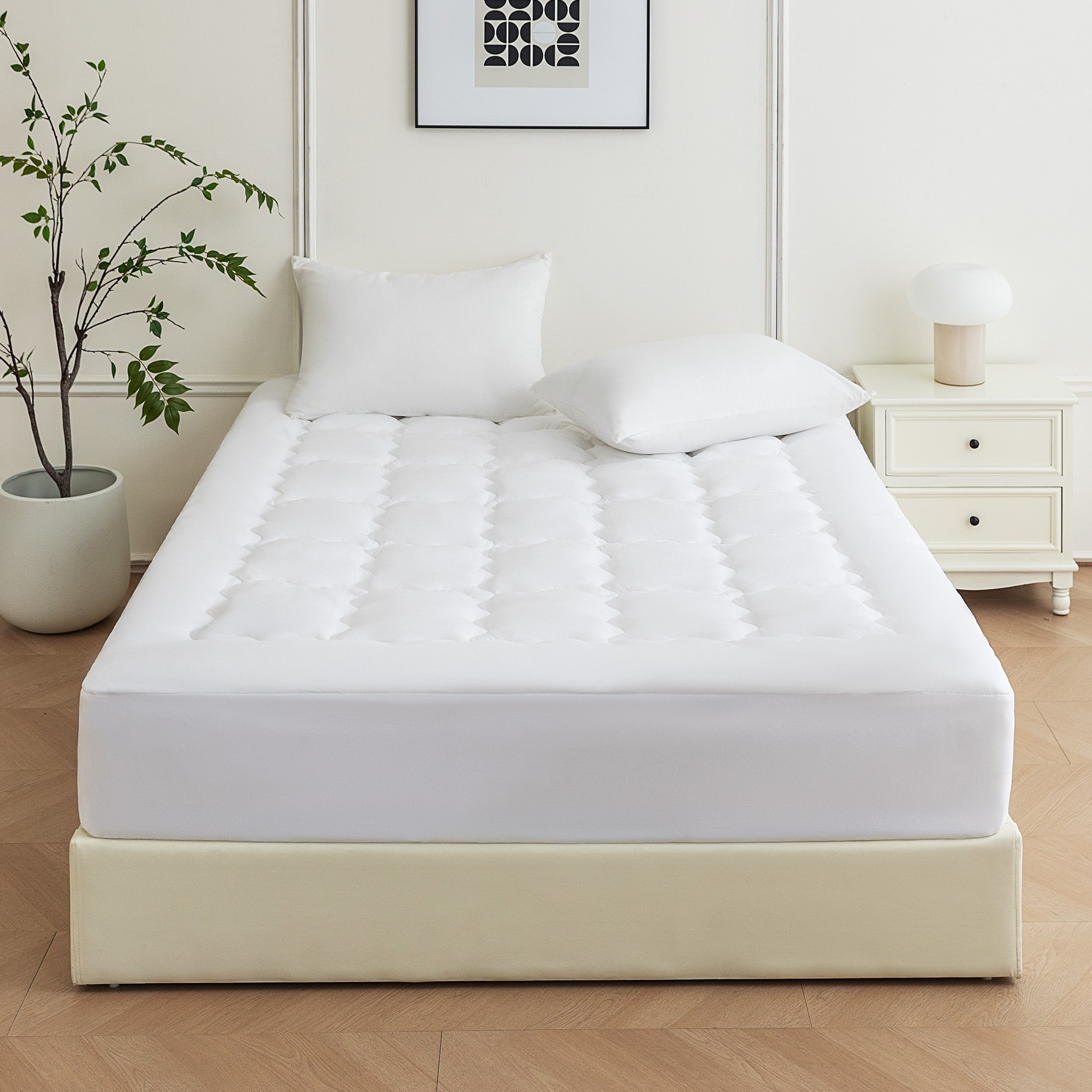 Quilted Mattress Pad, Soft Fluffy Pillow Top Mattress Topper
