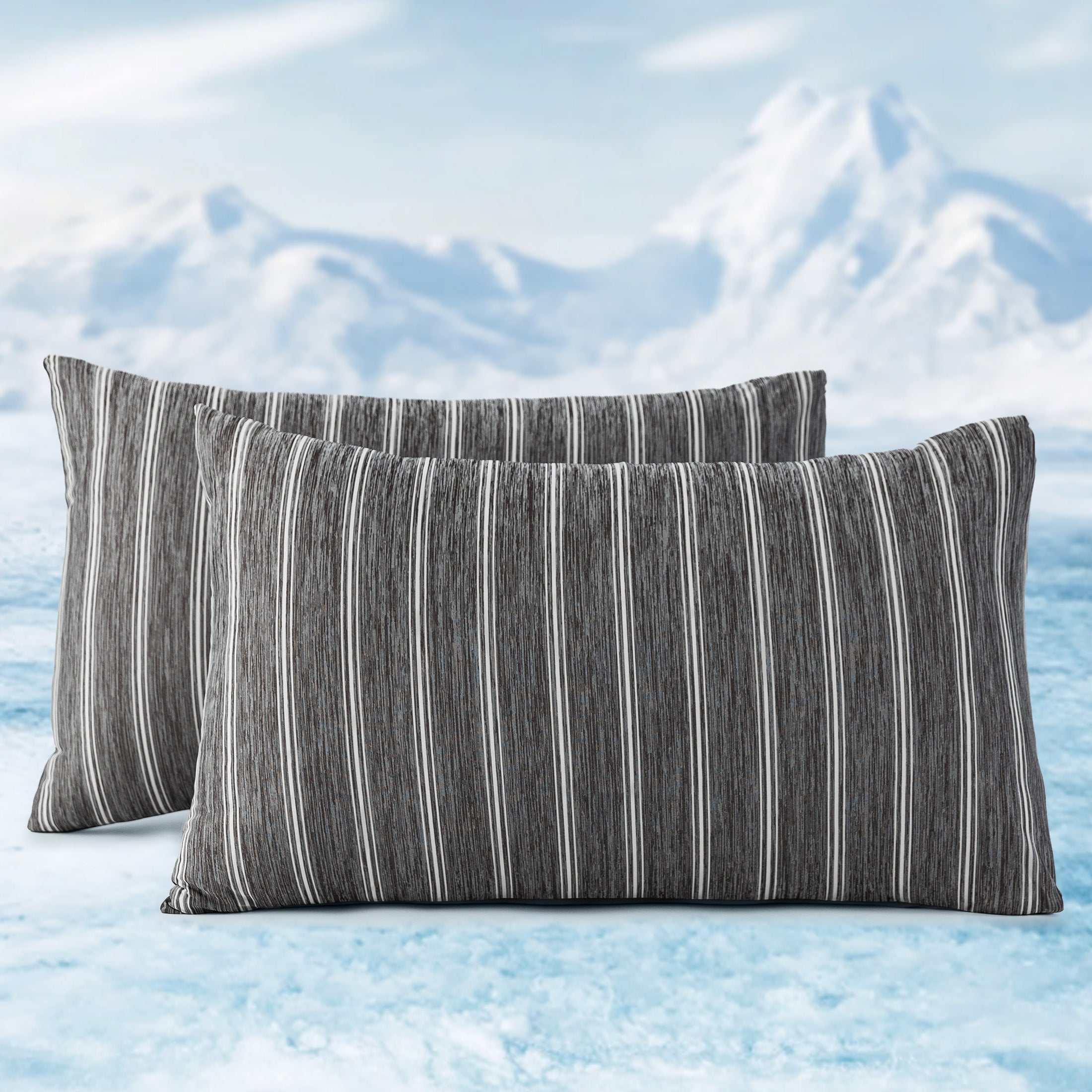 Essential Cooling Stripe Pillowcases 2 Pack, Silky Cool Touch Pillow Cases for Hair & Skin