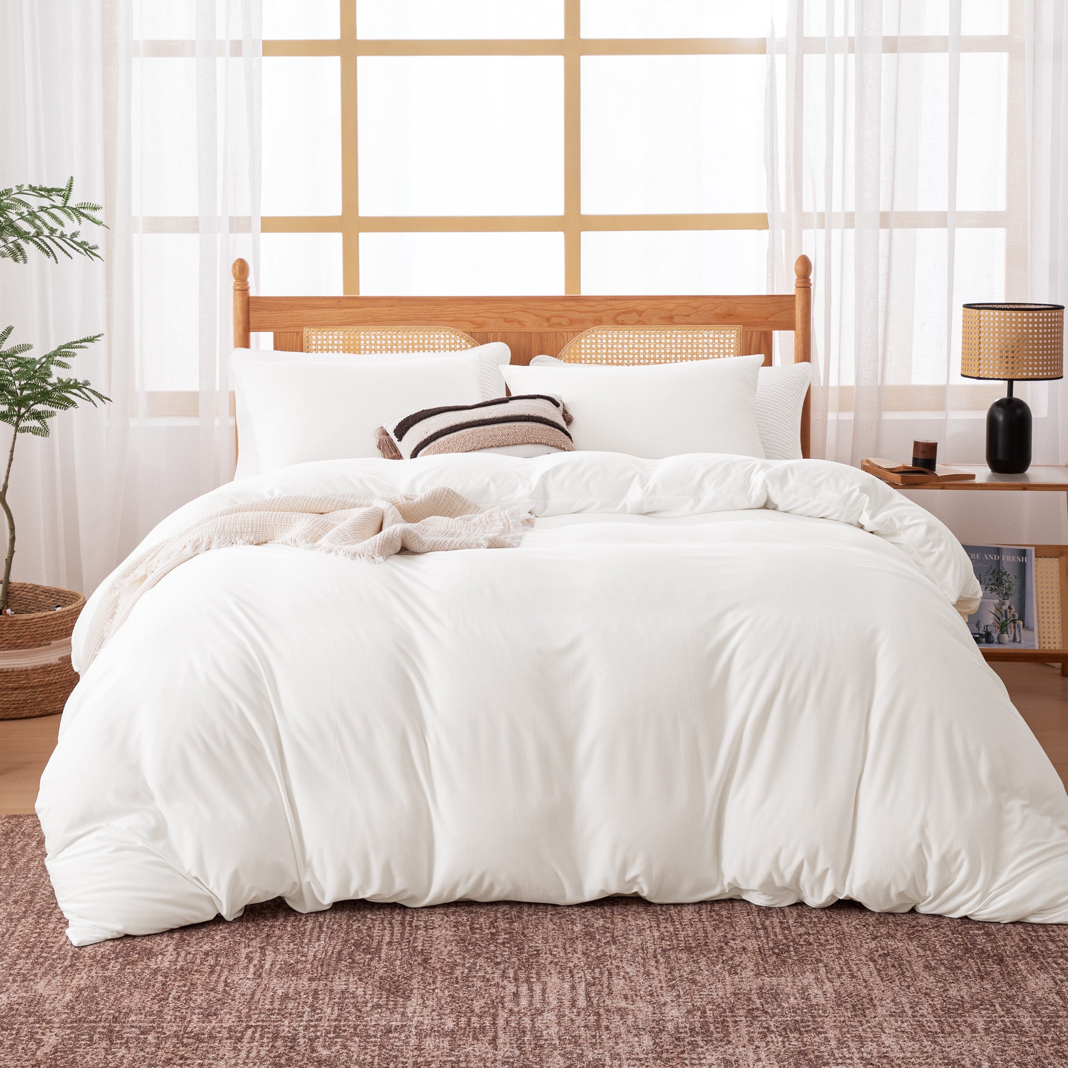 145gsm Duvet Cover Set Soft Jersey-Knit Microfiber Bedding with Zipper & Corner Ties