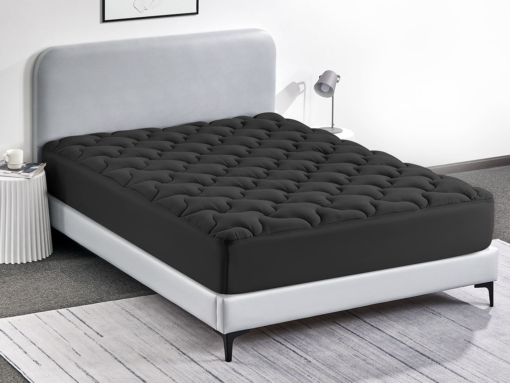 Premium Cooling Mattress Pad Beige for Hot Sleepers - Black