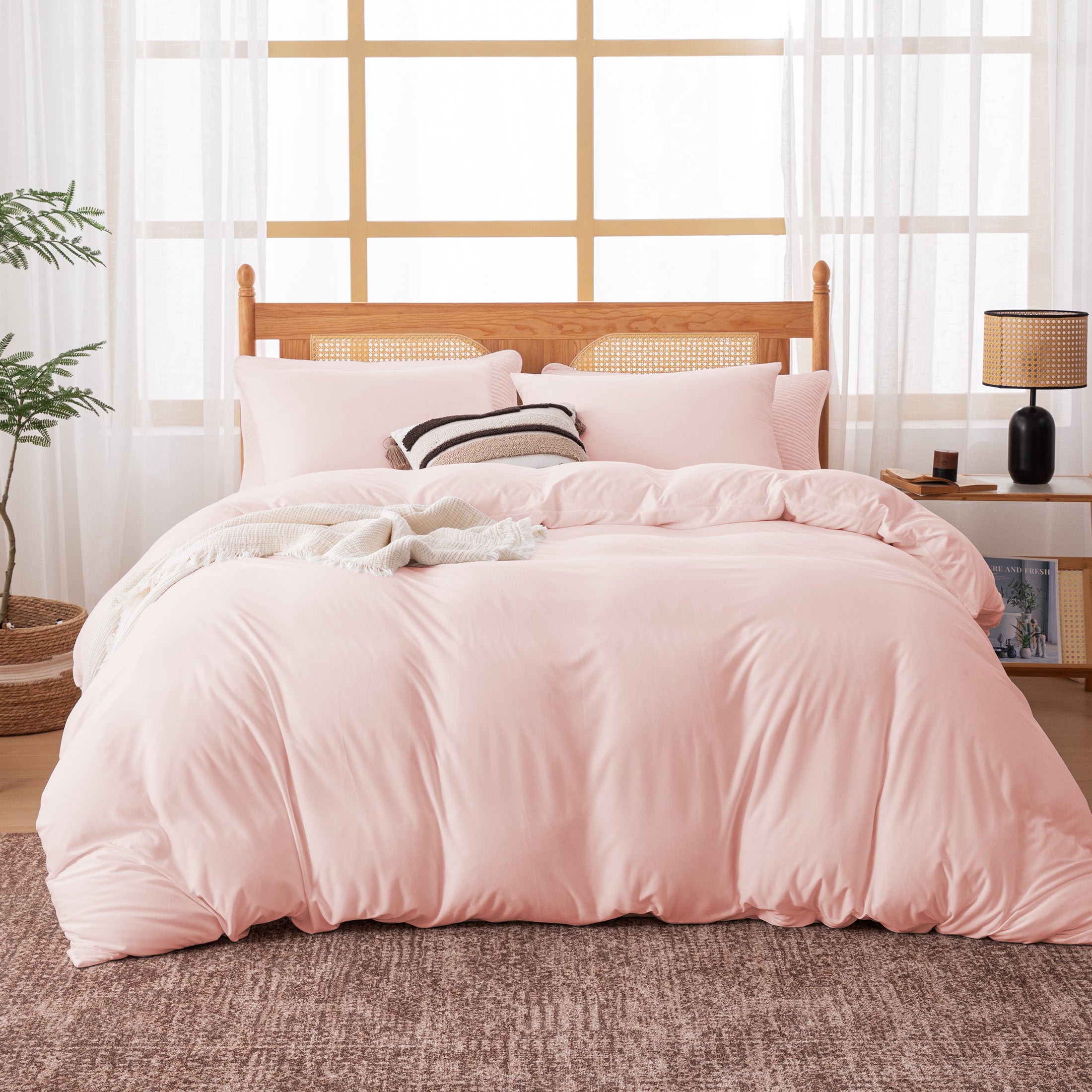 145gsm Duvet Cover Set Soft Jersey-Knit Microfiber Bedding with Zipper & Corner Ties