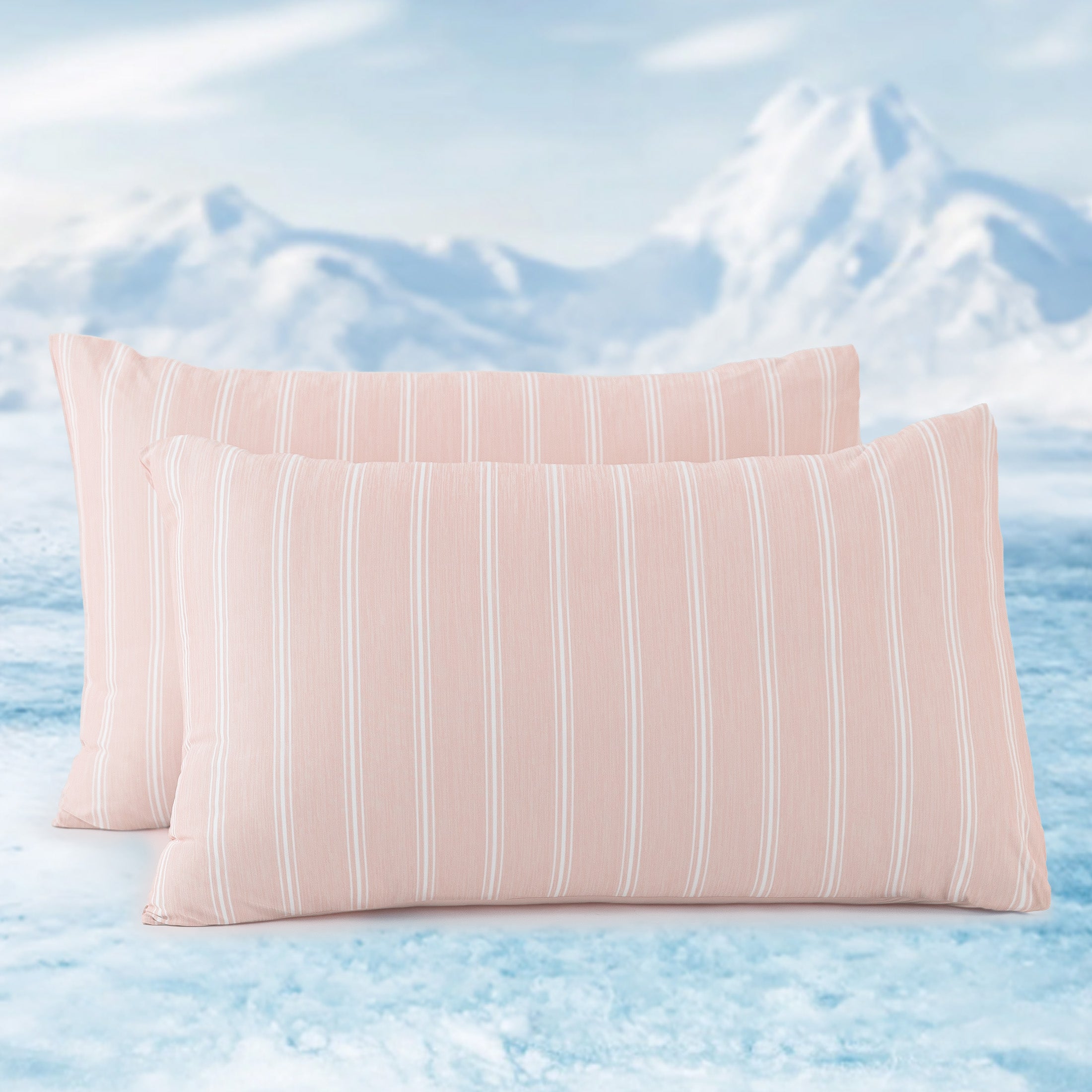 Essential Cooling Stripe Pillowcases 2 Pack, Silky Cool Touch Pillow Cases for Hair & Skin
