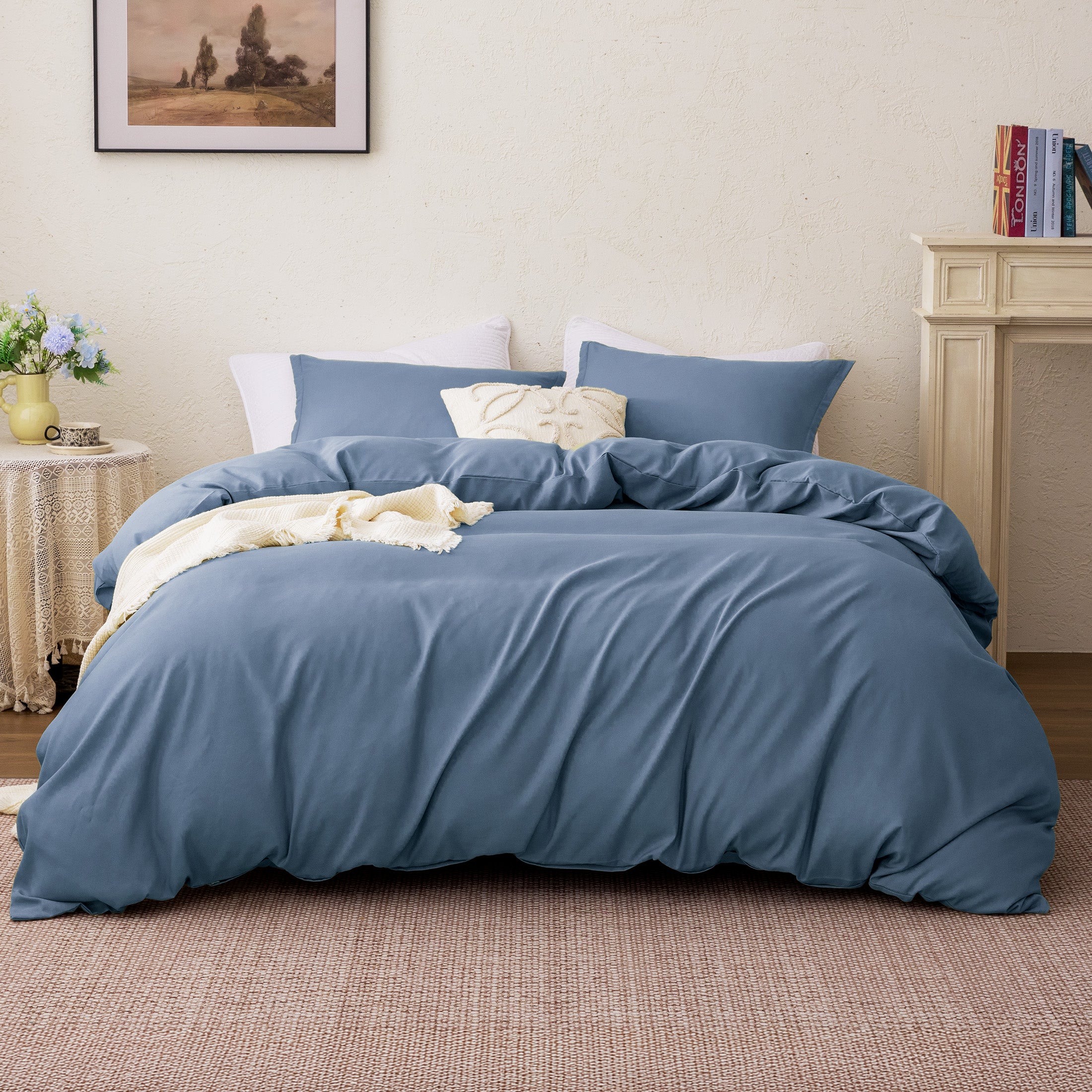 90gsm Duvet Cover Set Soft Microfiber Bedding with Zipper & Corner Ties