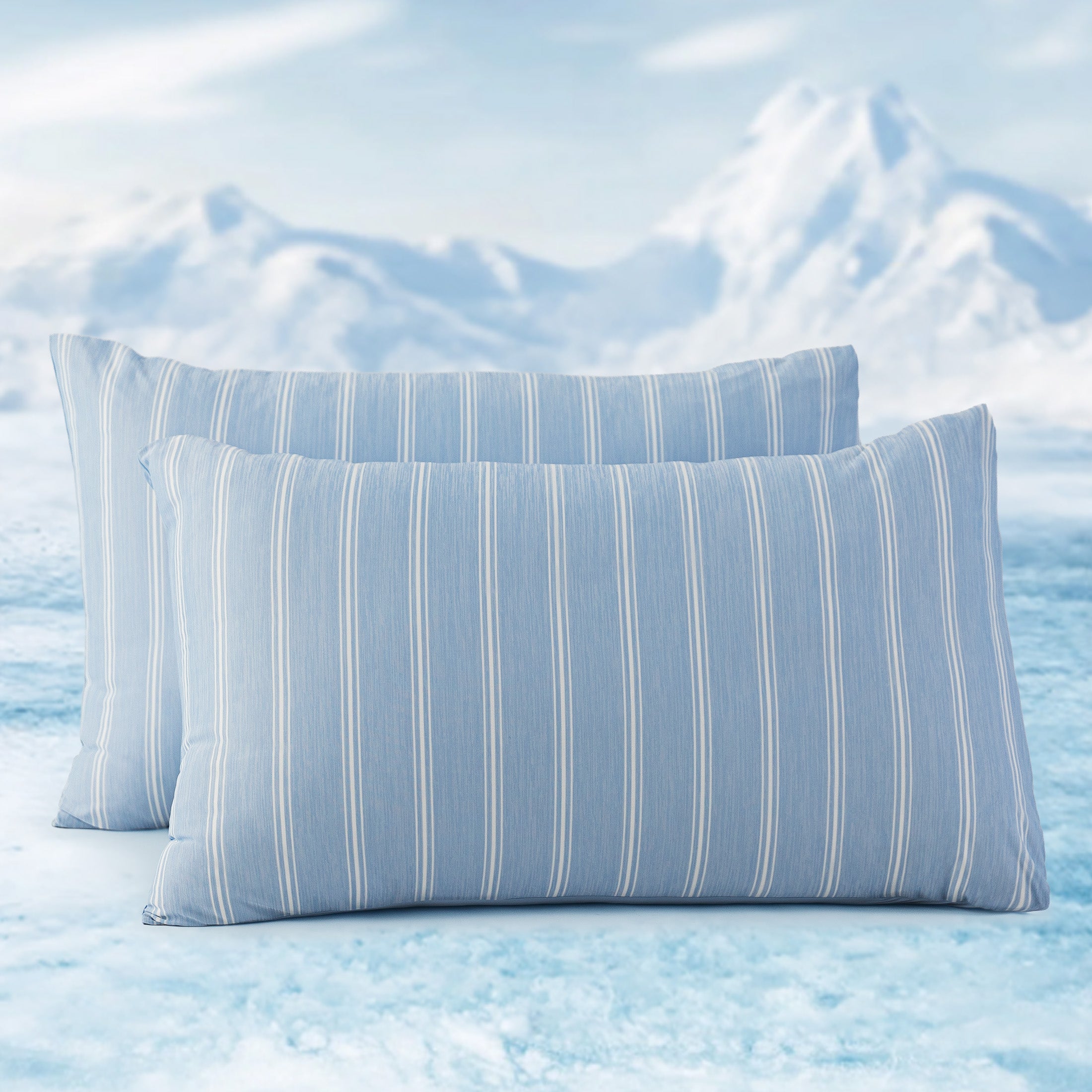 Essential Cooling Stripe Pillowcases 2 Pack, Silky Cool Touch Pillow Cases for Hair & Skin