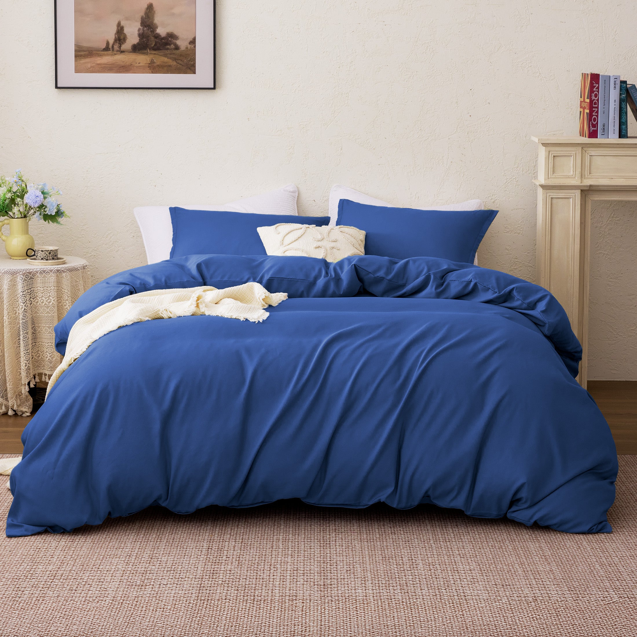 90gsm Duvet Cover Set Soft Microfiber Bedding with Zipper & Corner Ties