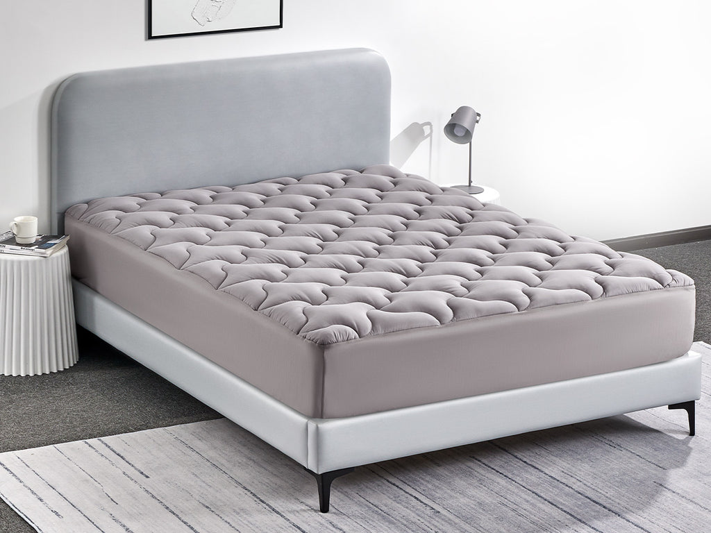 Premium Cooling Mattress Pad Beige for Hot Sleepers - Gray