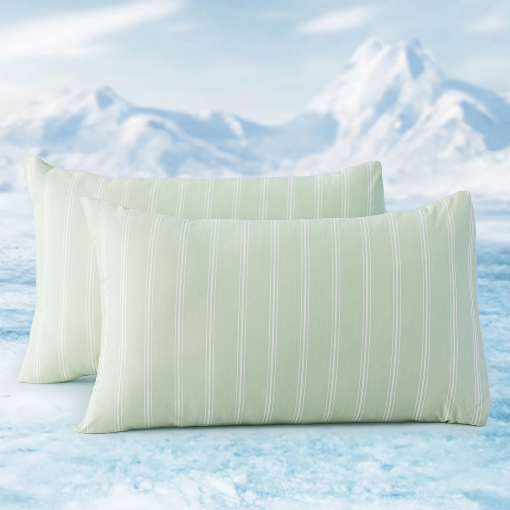 Essential Cooling Stripe Pillowcases 2 Pack, Silky Cool Touch Pillow Cases for Hair & Skin