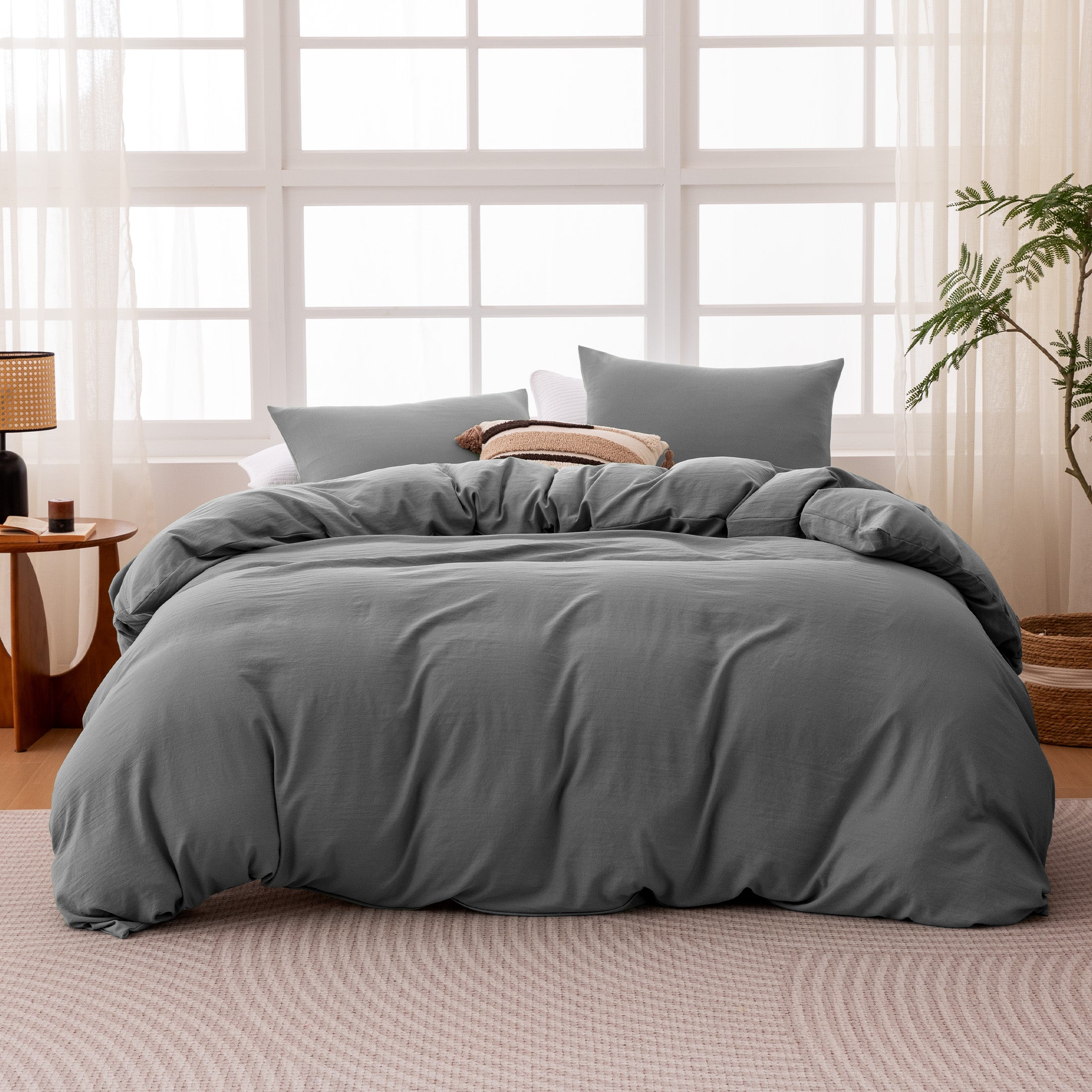 Washed Microfiber 100gsm Duvet Cover Set, All Season Bedding