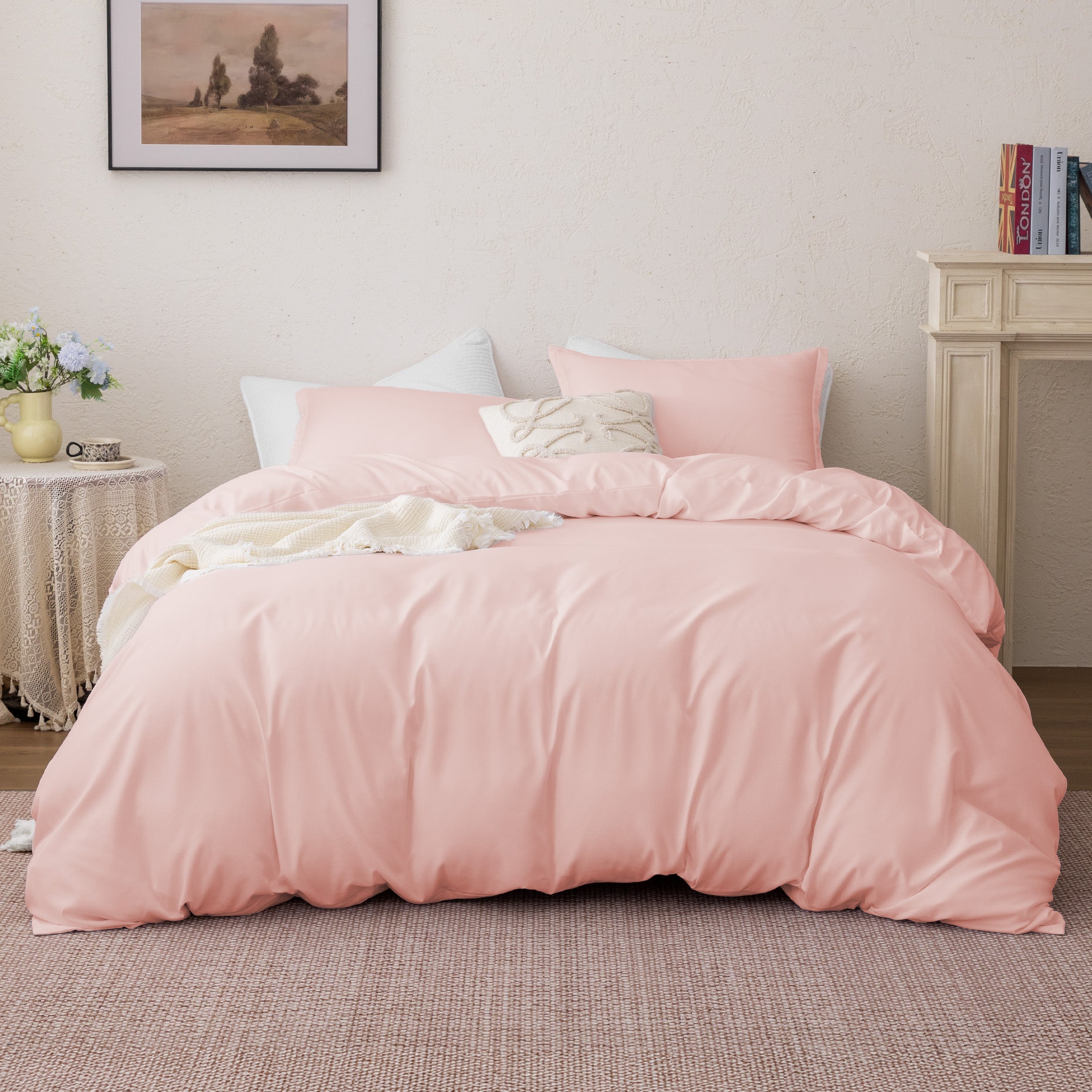 90gsm Duvet Cover Set Soft Microfiber Bedding with Zipper & Corner Ties