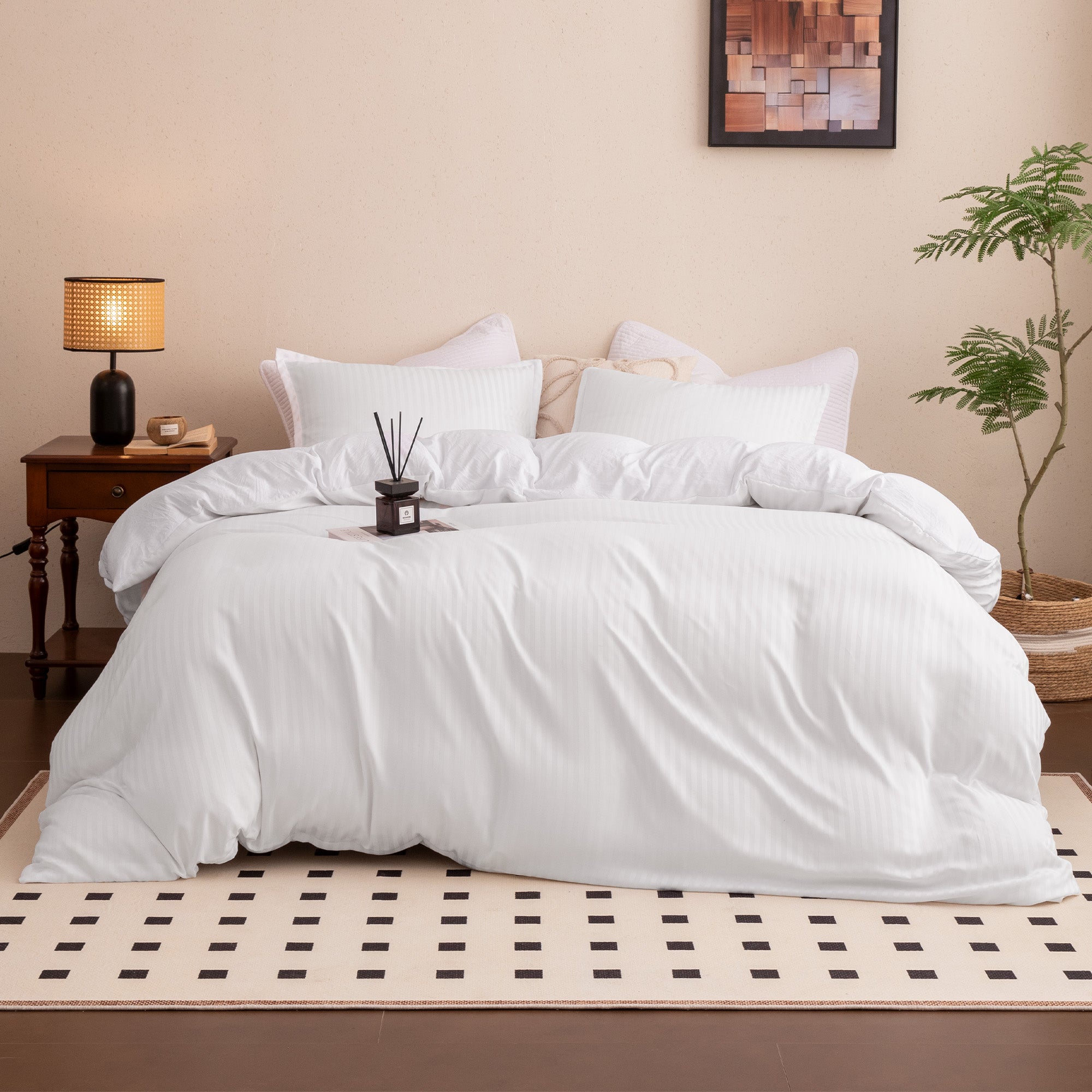 Sleep Zone Washed Jacquard Stripe Duvet Cover Set