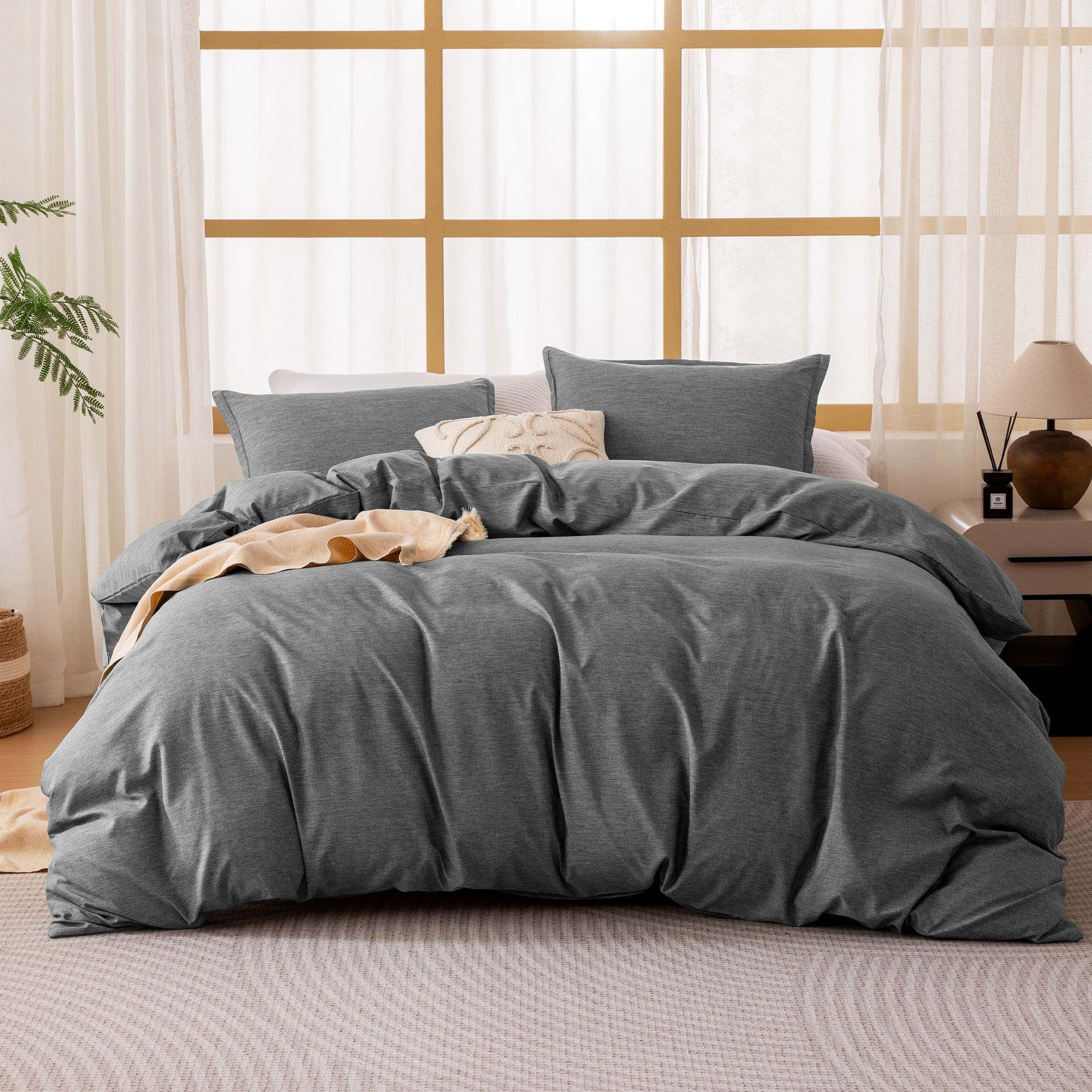 Cationic Microfiber Duvet Cover Set, Soft & Breathable