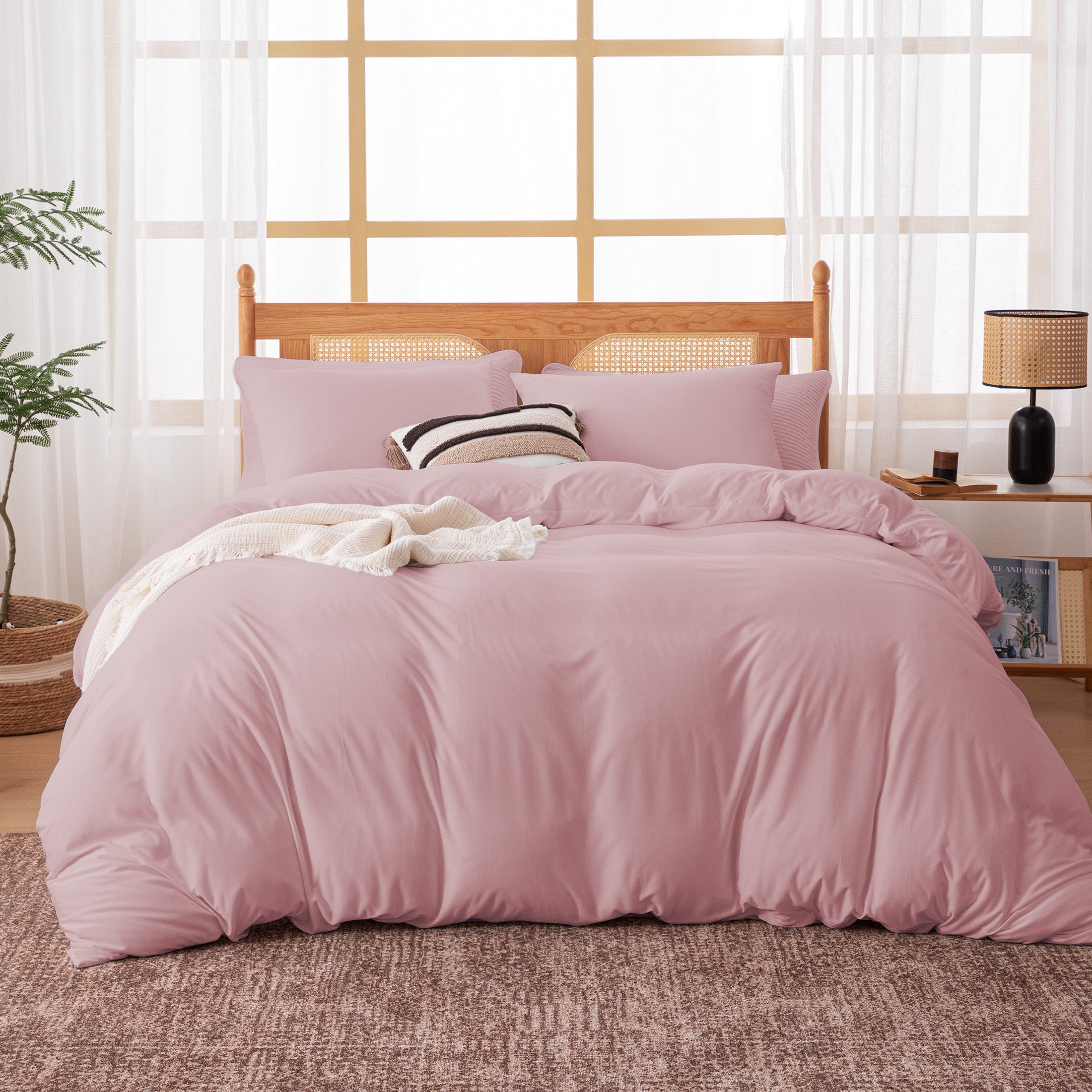 145gsm Duvet Cover Set Soft Jersey-Knit Microfiber Bedding with Zipper & Corner Ties