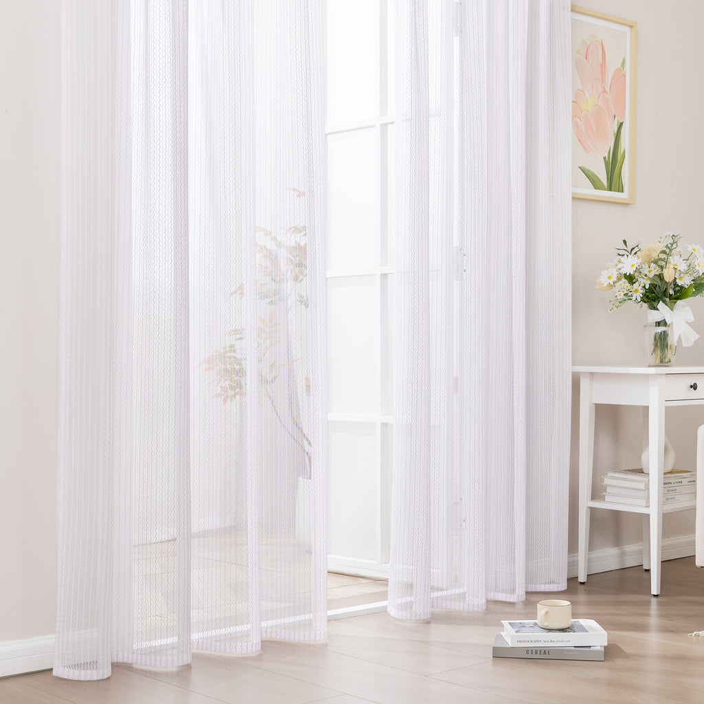 Sleep Zone 2 Panels Blue Wave Lace Sheer Curtains