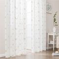 Sleep Zone 2 Panels Golden Floral-embroidered Lace Sheer Curtains