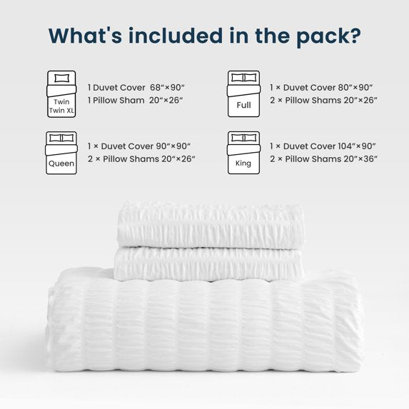 SLEEP ZONE Twin Duvet Cover 3pc Set Soft Seersucker