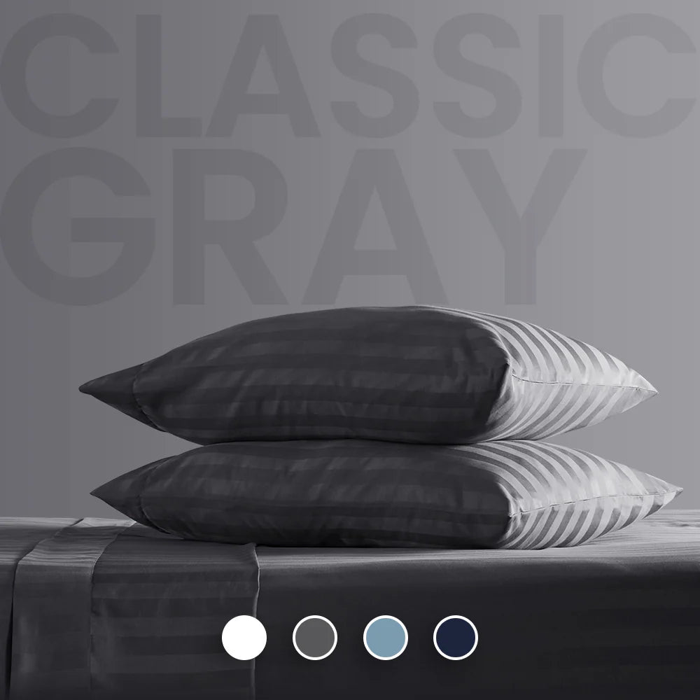 Cooling Satin Striped Sheets Set for Hot Sleepers-Beige