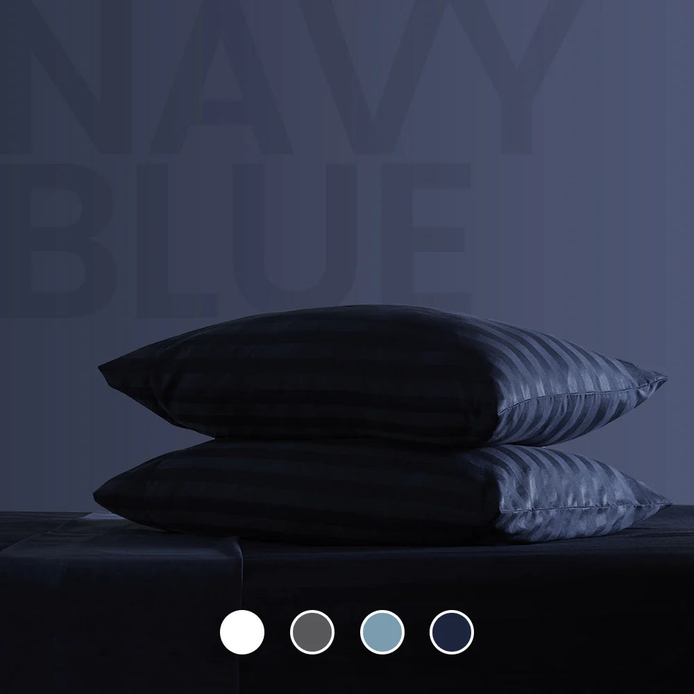 Cooling Satin Striped Sheets Set for Hot Sleepers-Beige