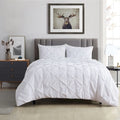 Pinch Pleat Comforter Set, Soft Lightweight Polyester Bedding with Elegant Pleated Design, All Season Warmth, Durable & Machine Washable