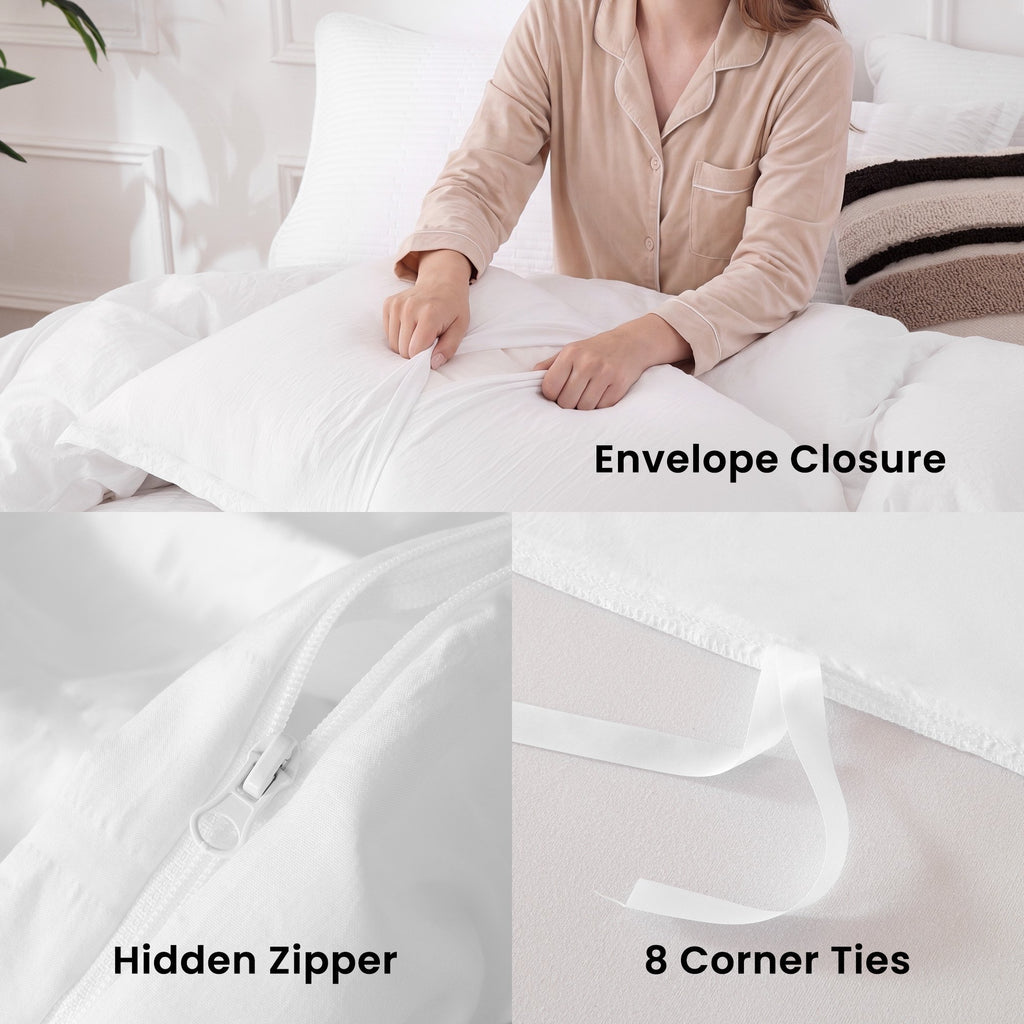 SLEEP ZONE Twin Duvet Cover 3pc Set Soft Seersucker