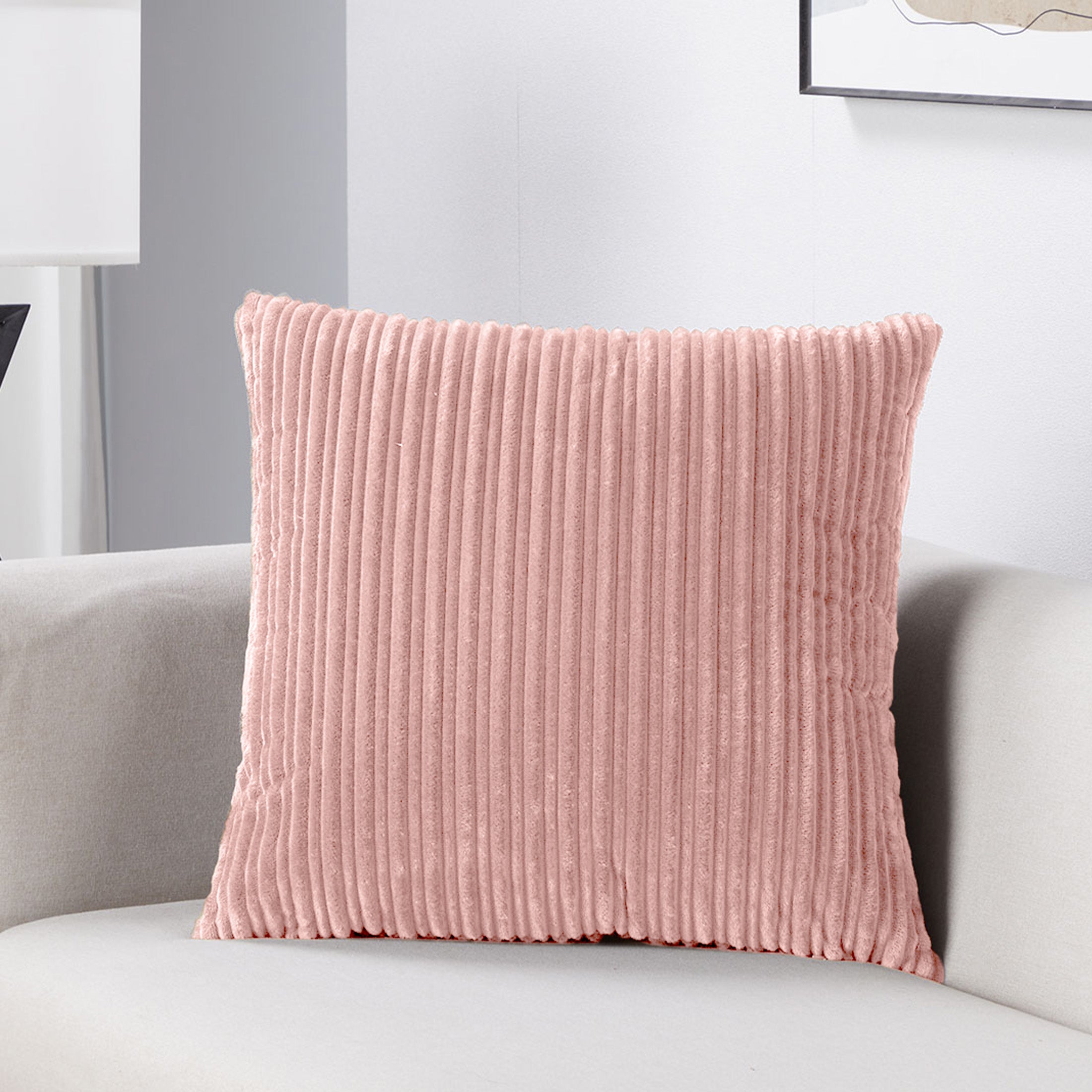 Pillow Shell-Wide Wale Velvet Square Pale Pink