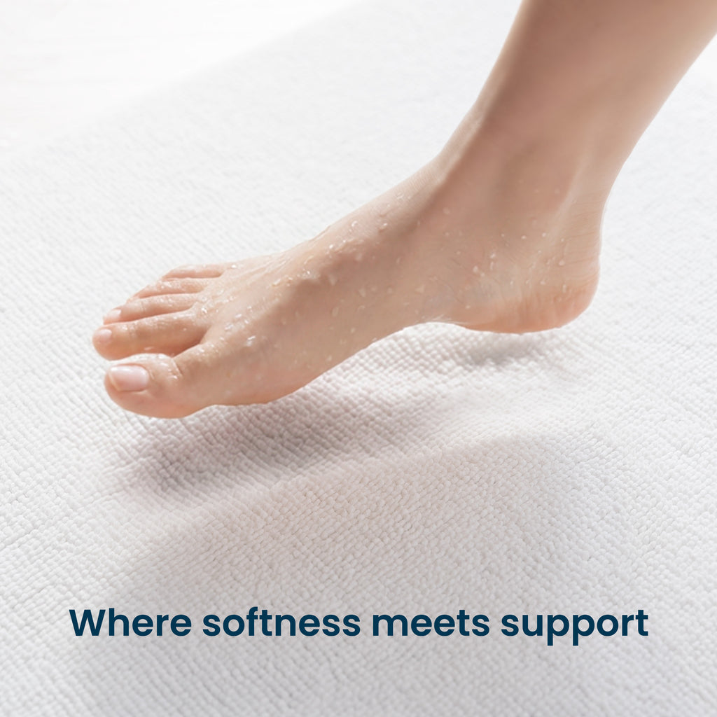 Bathroom Rug, Absorbent Non Slip Bath Mat with Soft Foam Layer, White
