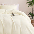 Seersucker Ruffled Duvet Cover Set, Soft Breathable Bedding Set
