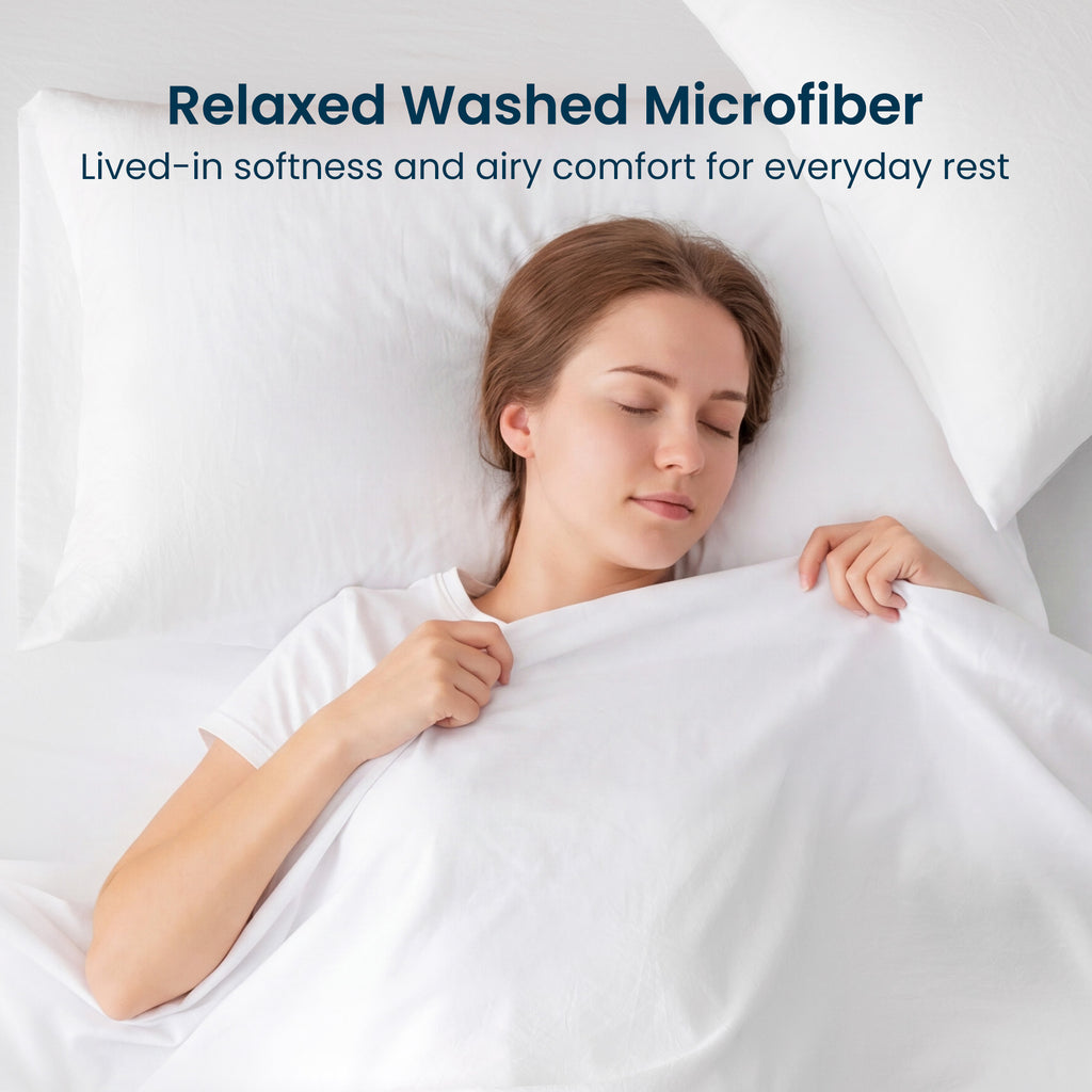 Washed Microfiber Sheet Set, Black 14 Inch Deep Pocket, Ultra Soft All Season