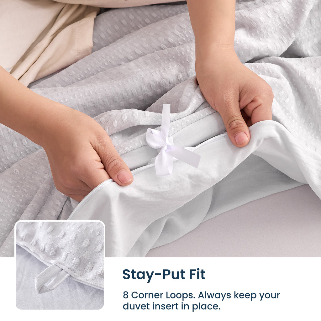 3D Waffle Comforter Set, OEKO-TEX Ultra-Soft Down Alternative Bedding